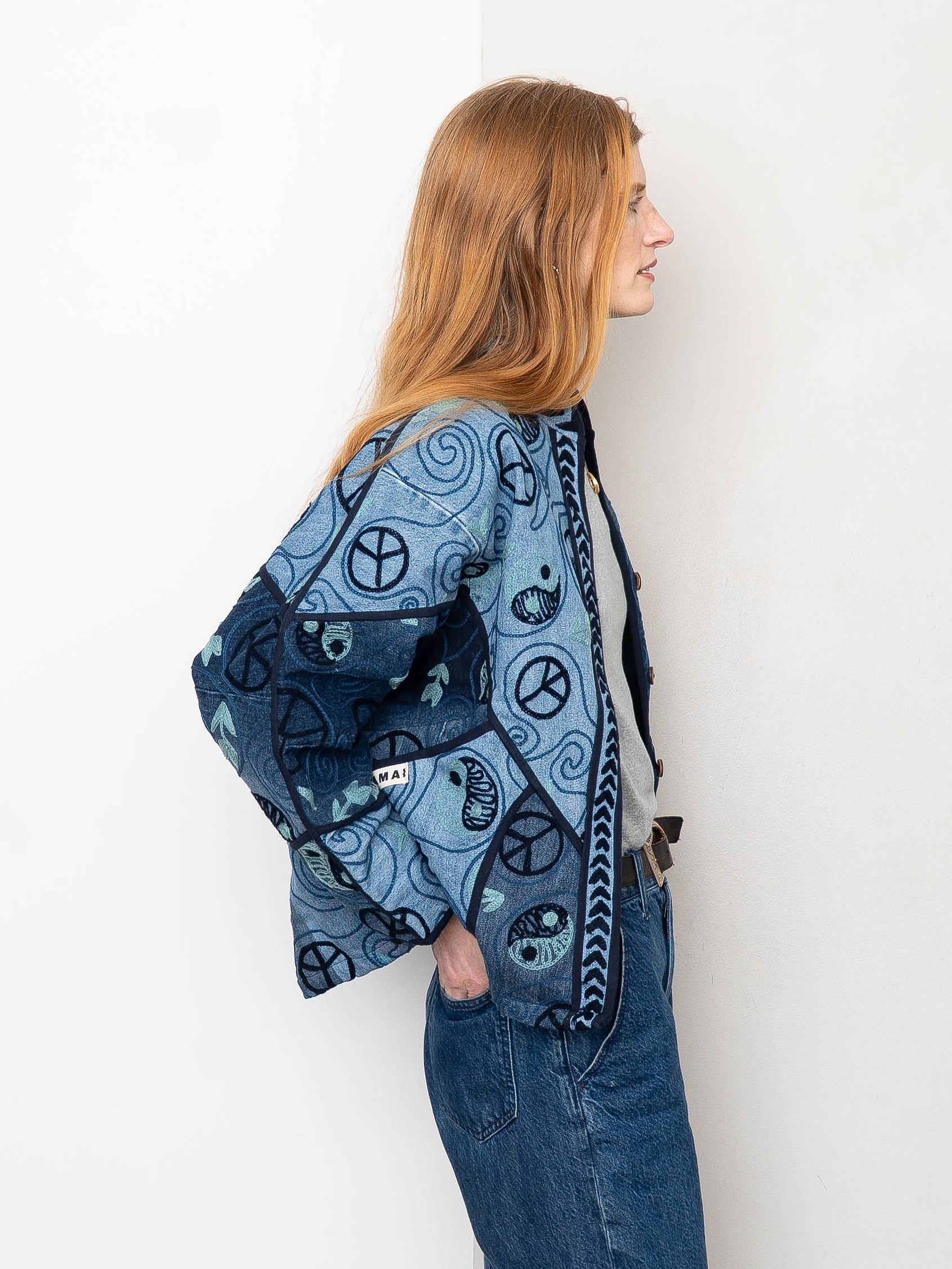 The Ladhiya Denim Suzani Jacket - Small