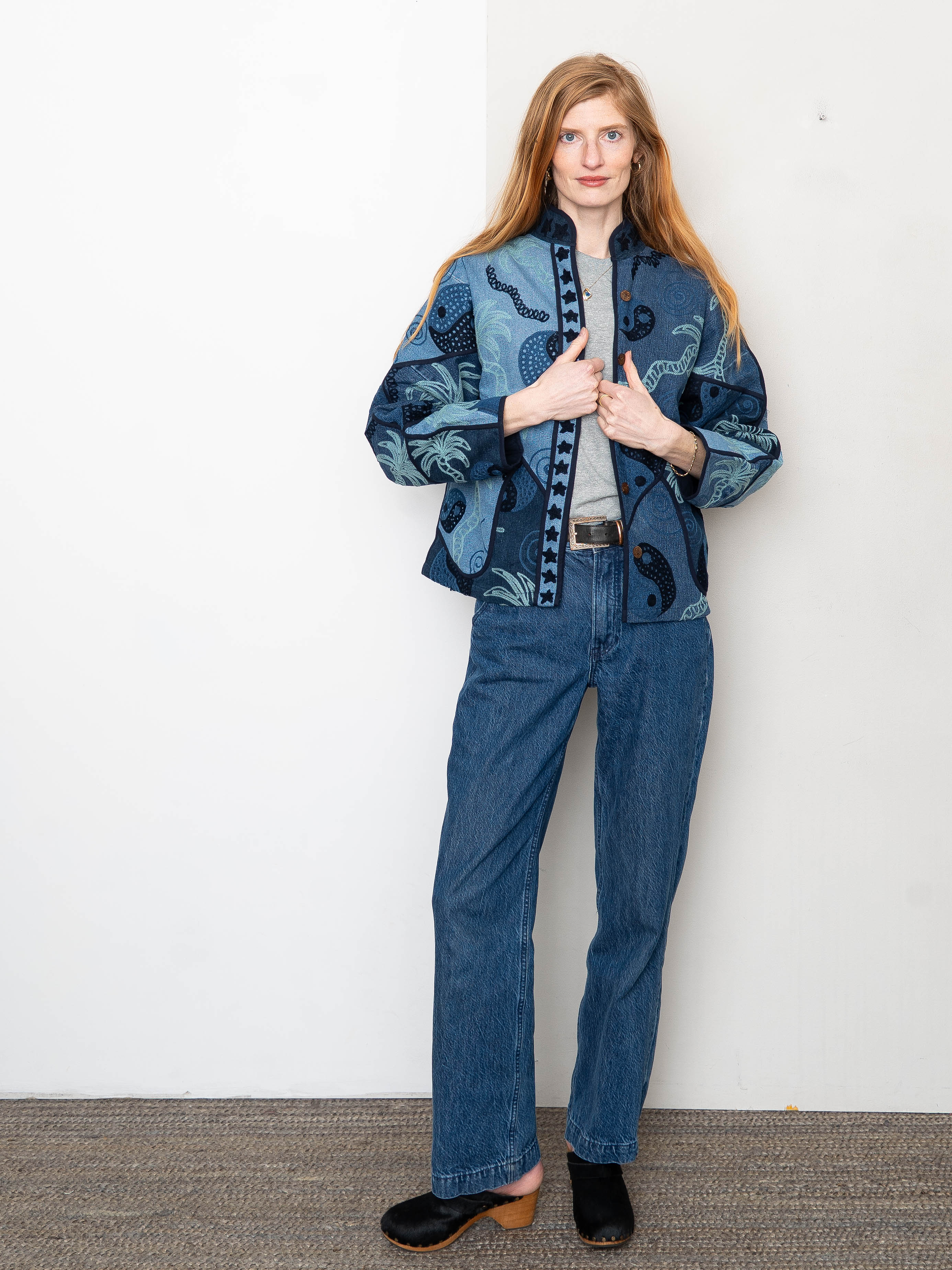 The Ladhiya Denim Suzani Jacket - Small