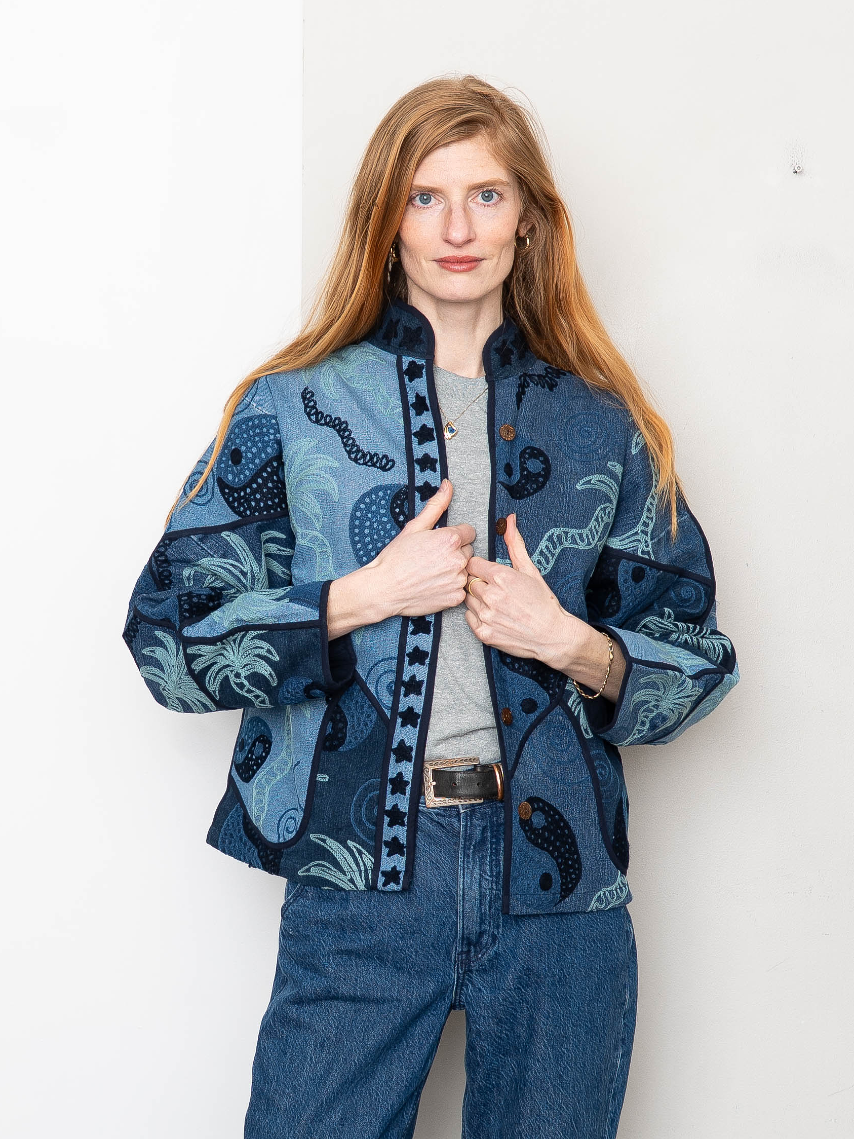 The Ladhiya Denim Suzani Jacket - Small