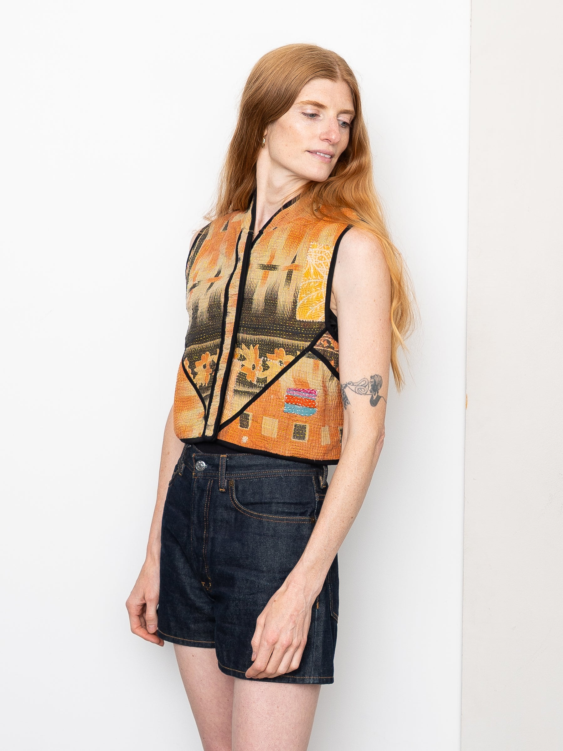 The Kaira Quilted Patchwork Kantha Vest