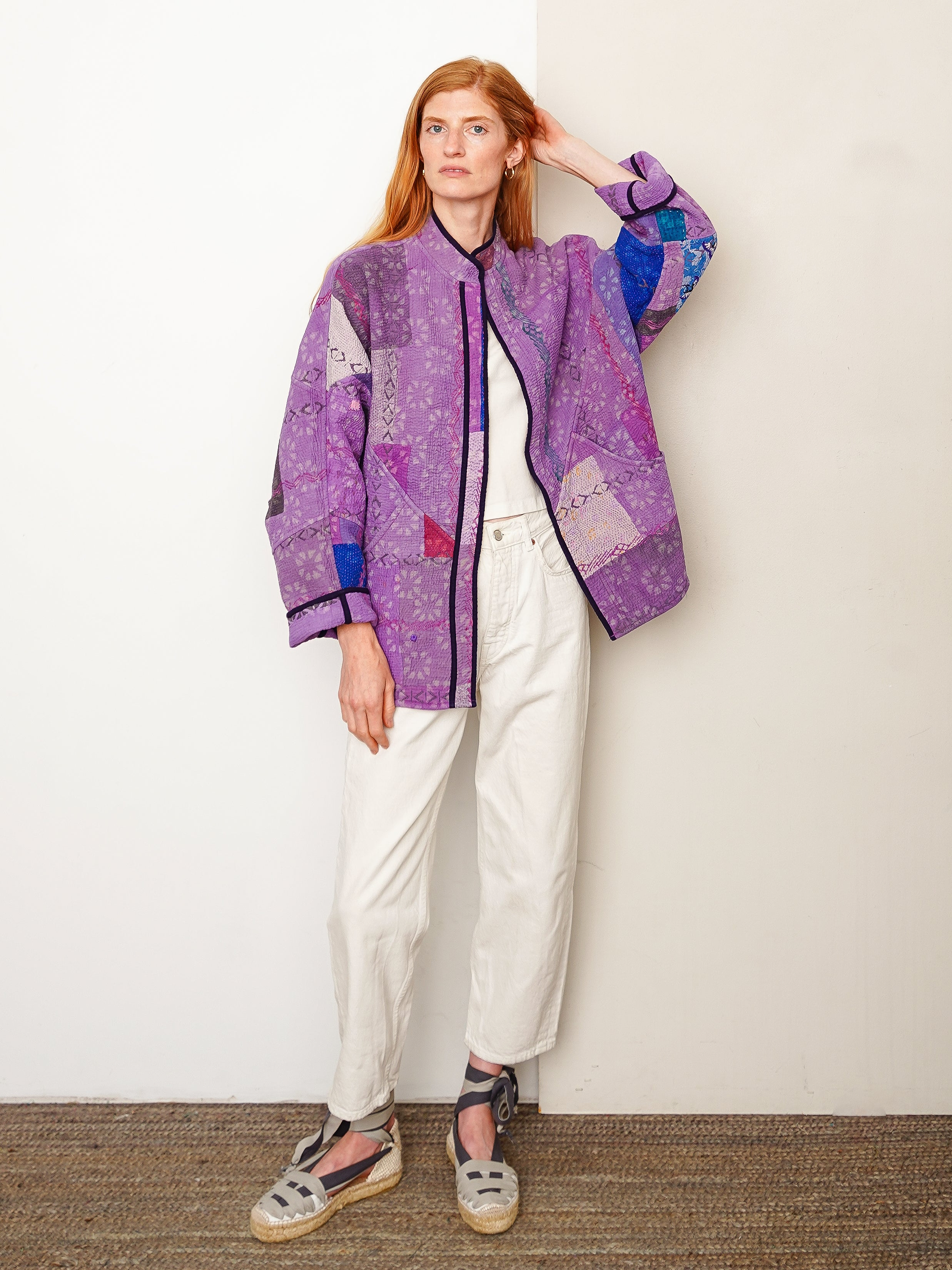 The Ishani Quilted Indigo Kantha Jacket