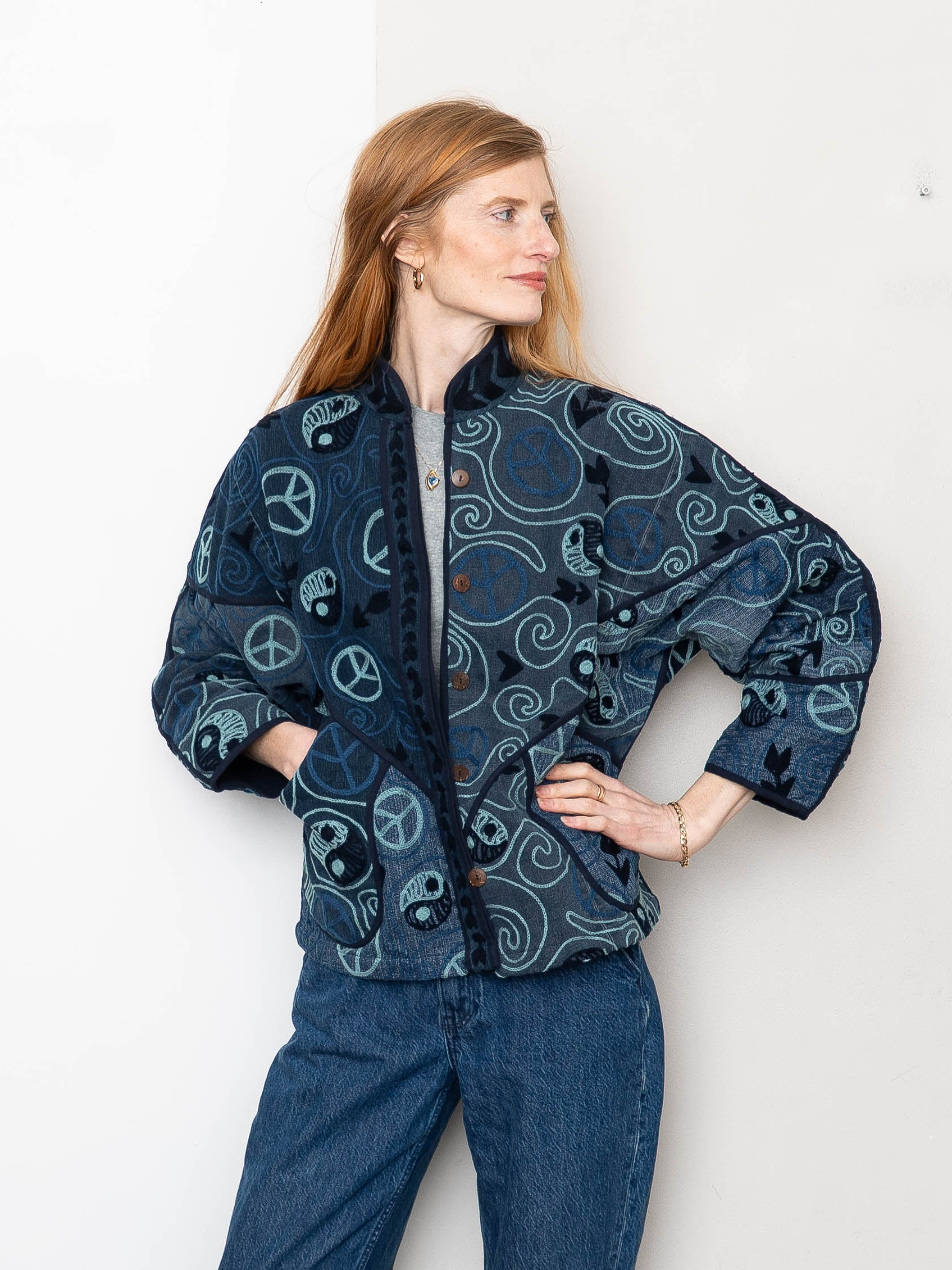 The Ladhiya Denim Suzani Jacket - Small
