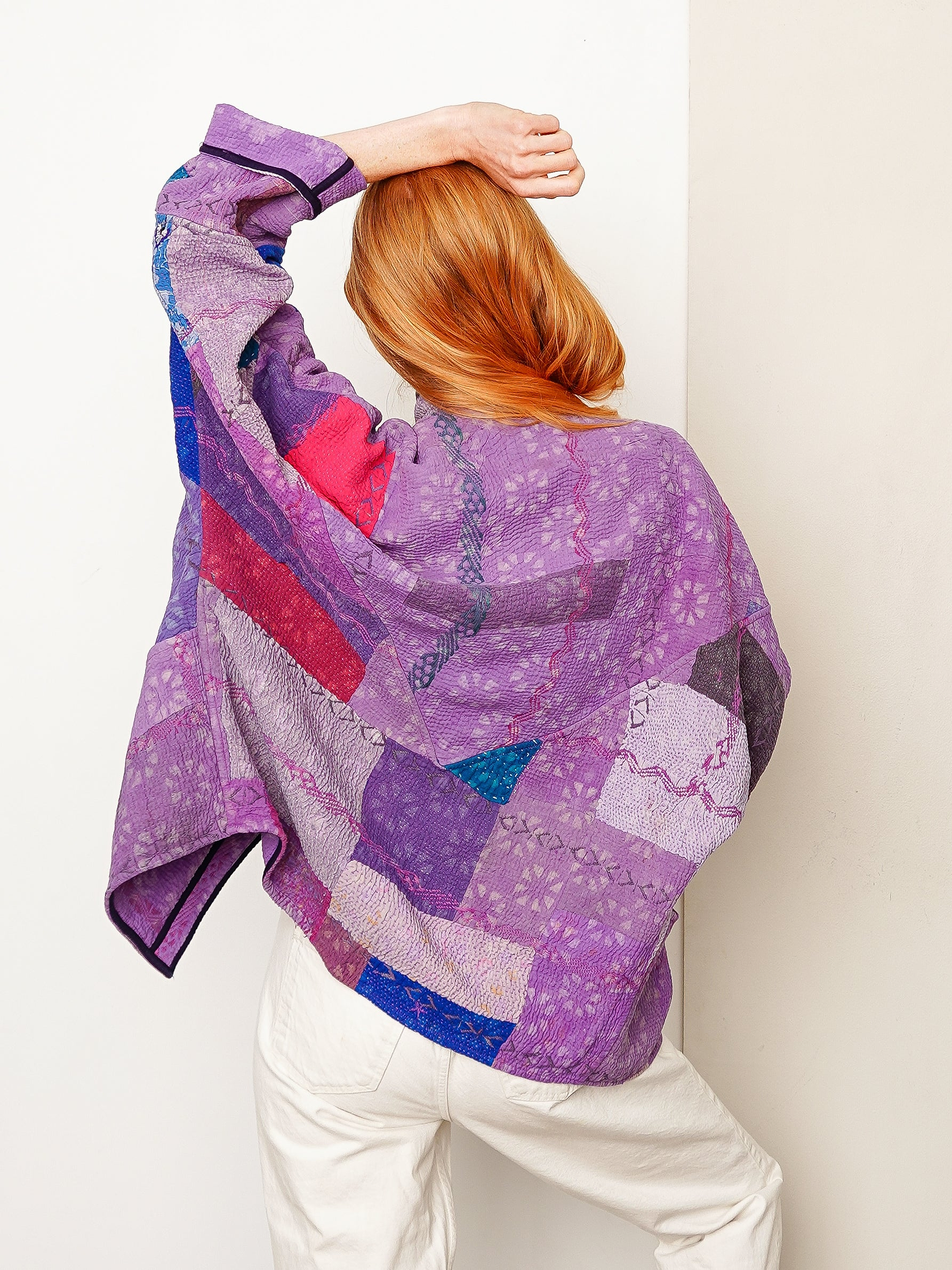 The Ishani Quilted Indigo Kantha Jacket