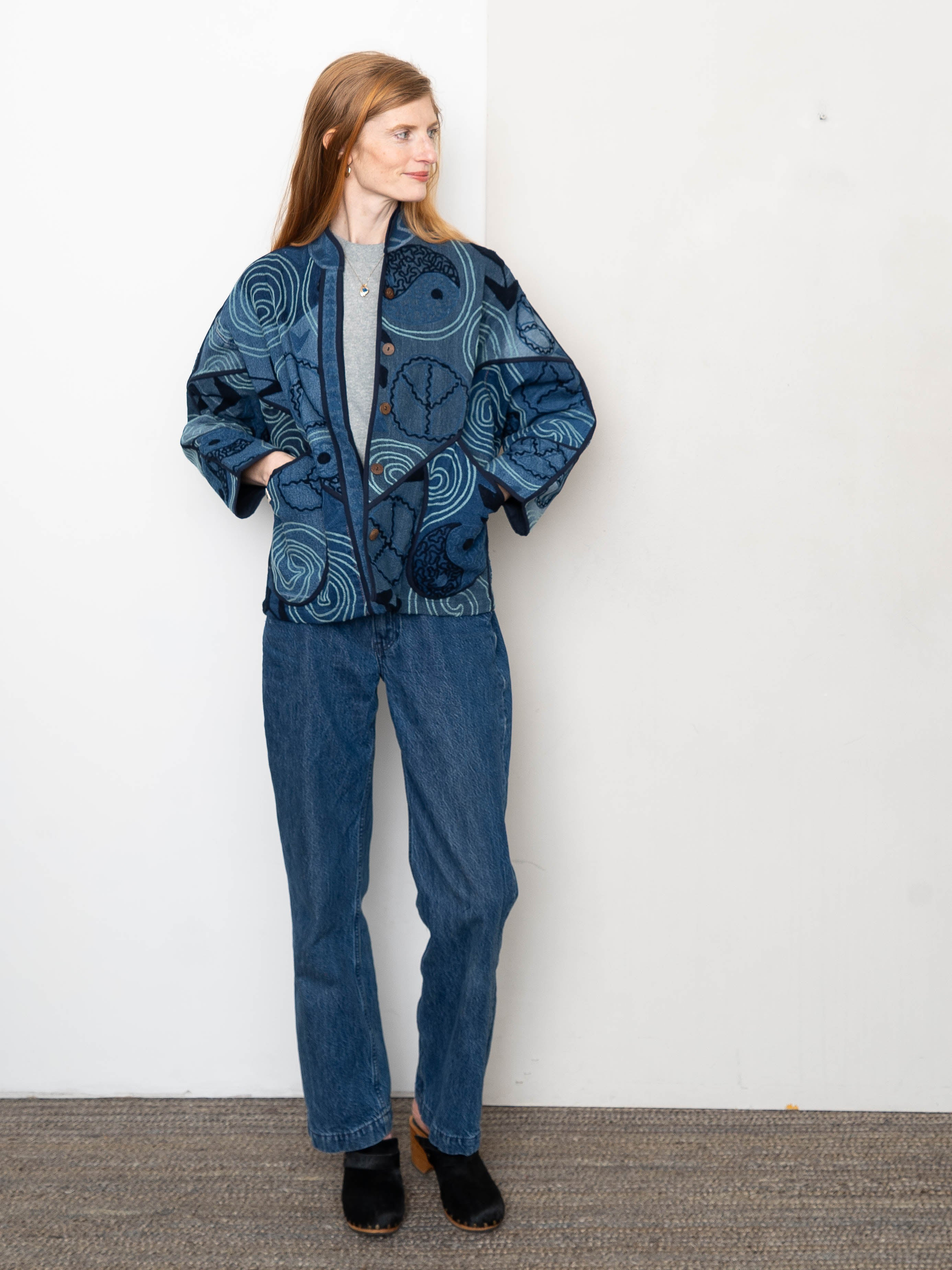 The Ladhiya Denim Suzani Jacket - Small