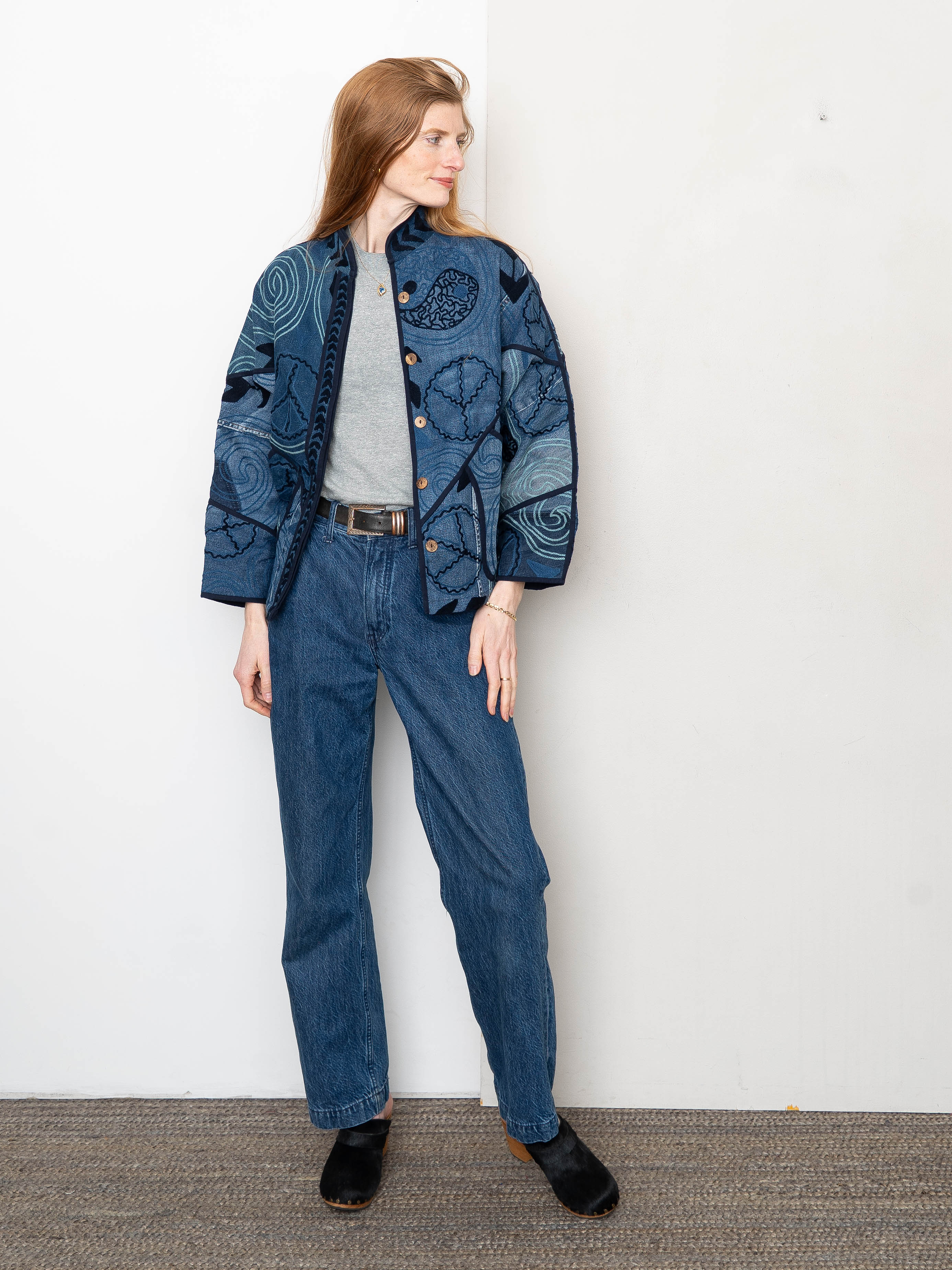 The Ladhiya Denim Suzani Jacket - Small