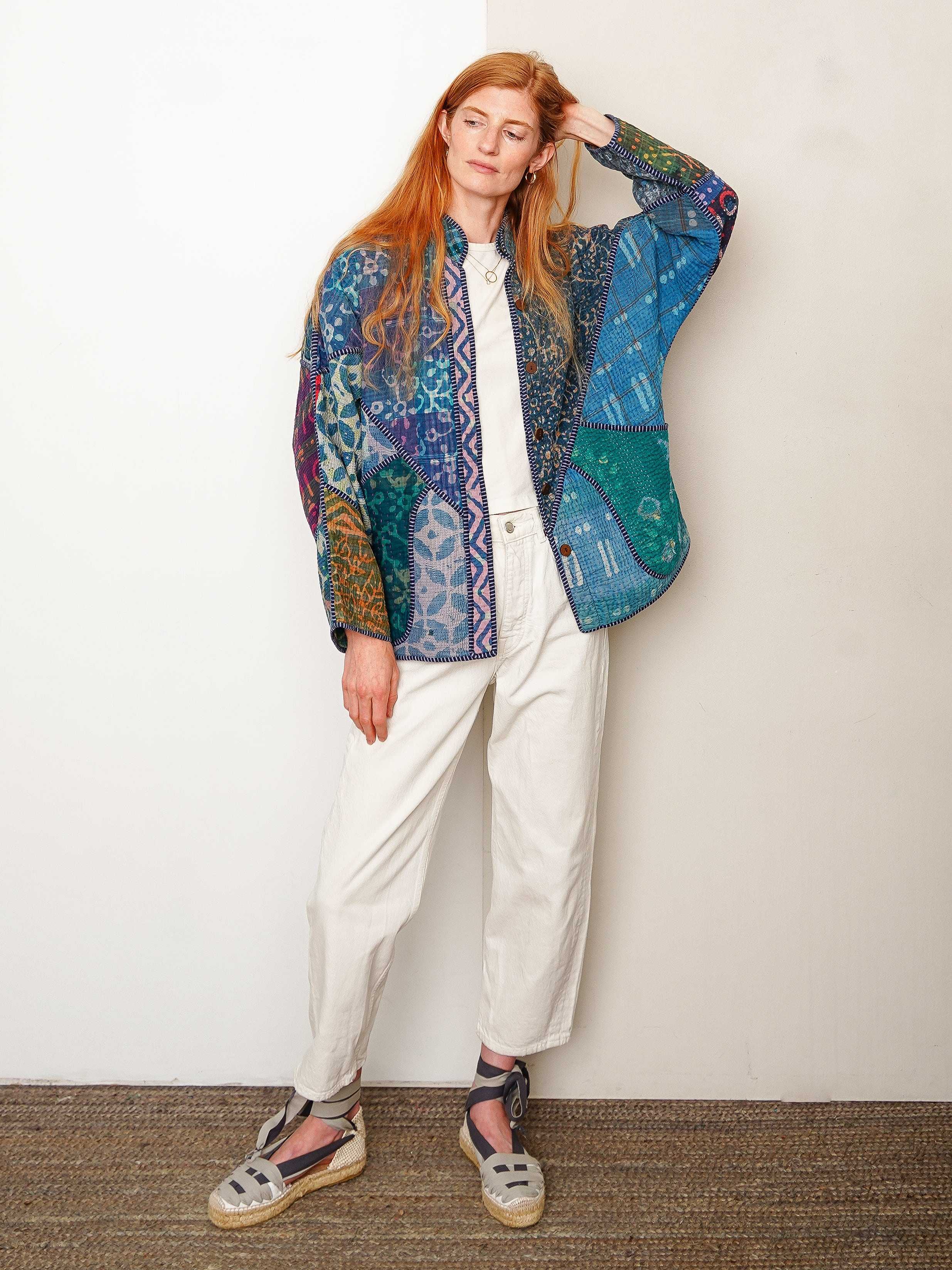 The Ladhiya Quilted Indigo Kantha Jacket