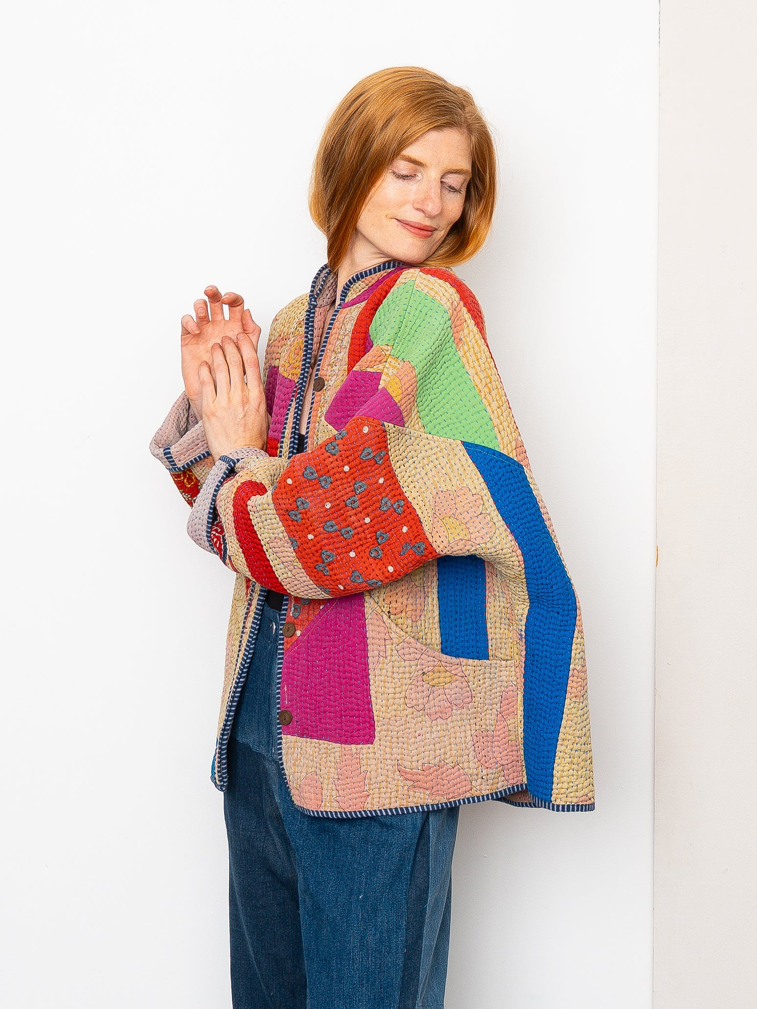 The Ladhiya Quilted Patchwork Kantha Jacket
