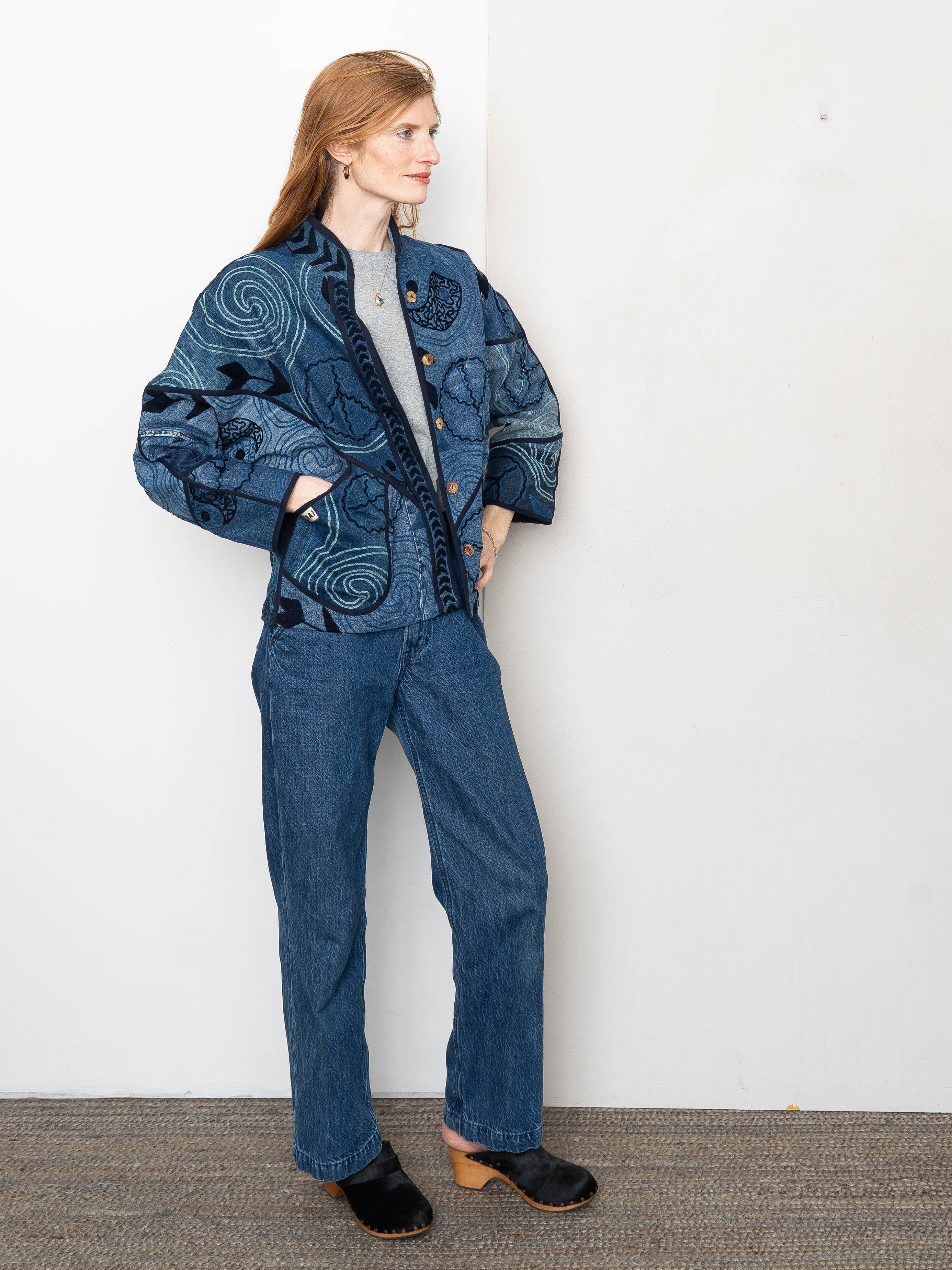 The Ladhiya Denim Suzani Jacket - Small