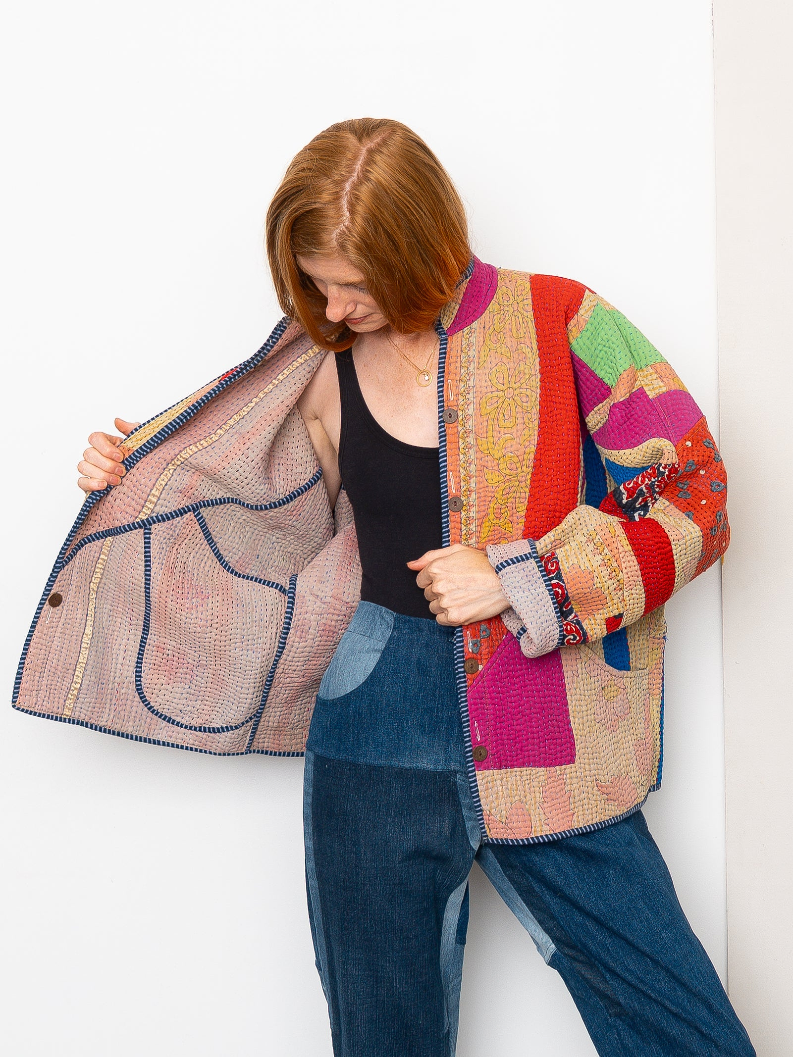 The Ladhiya Quilted Patchwork Kantha Jacket