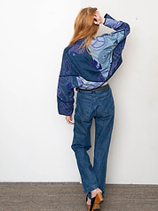 The Kaira Cropped Denim Suzani Jacket - Medium