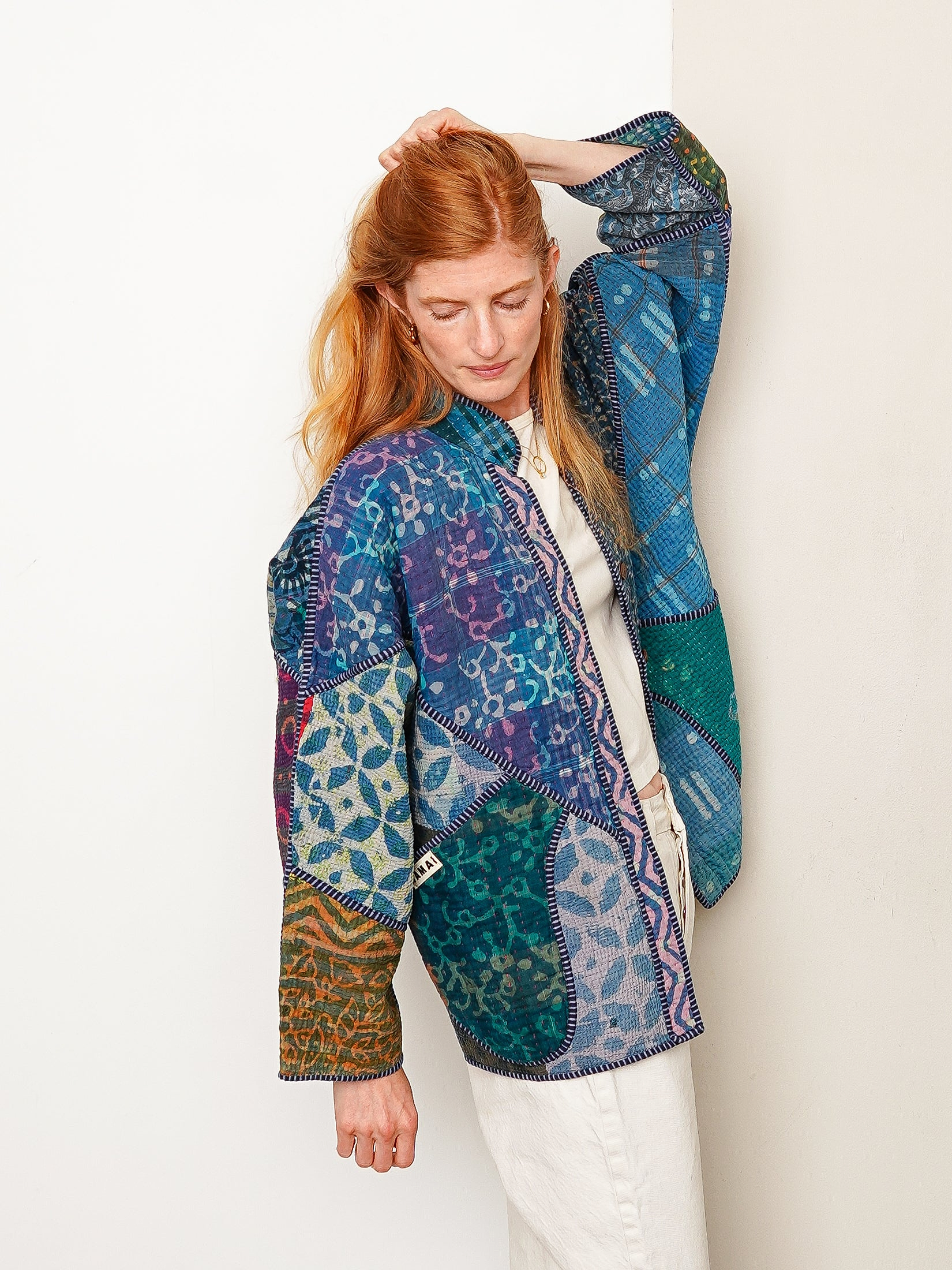 The Ladhiya Quilted Indigo Kantha Jacket