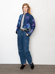 The Kaira Cropped Denim Suzani Jacket - Medium