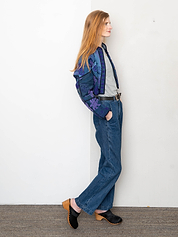 The Kaira Cropped Denim Suzani Jacket - Medium