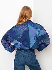 The Kaira Cropped Denim Suzani Jacket - Medium