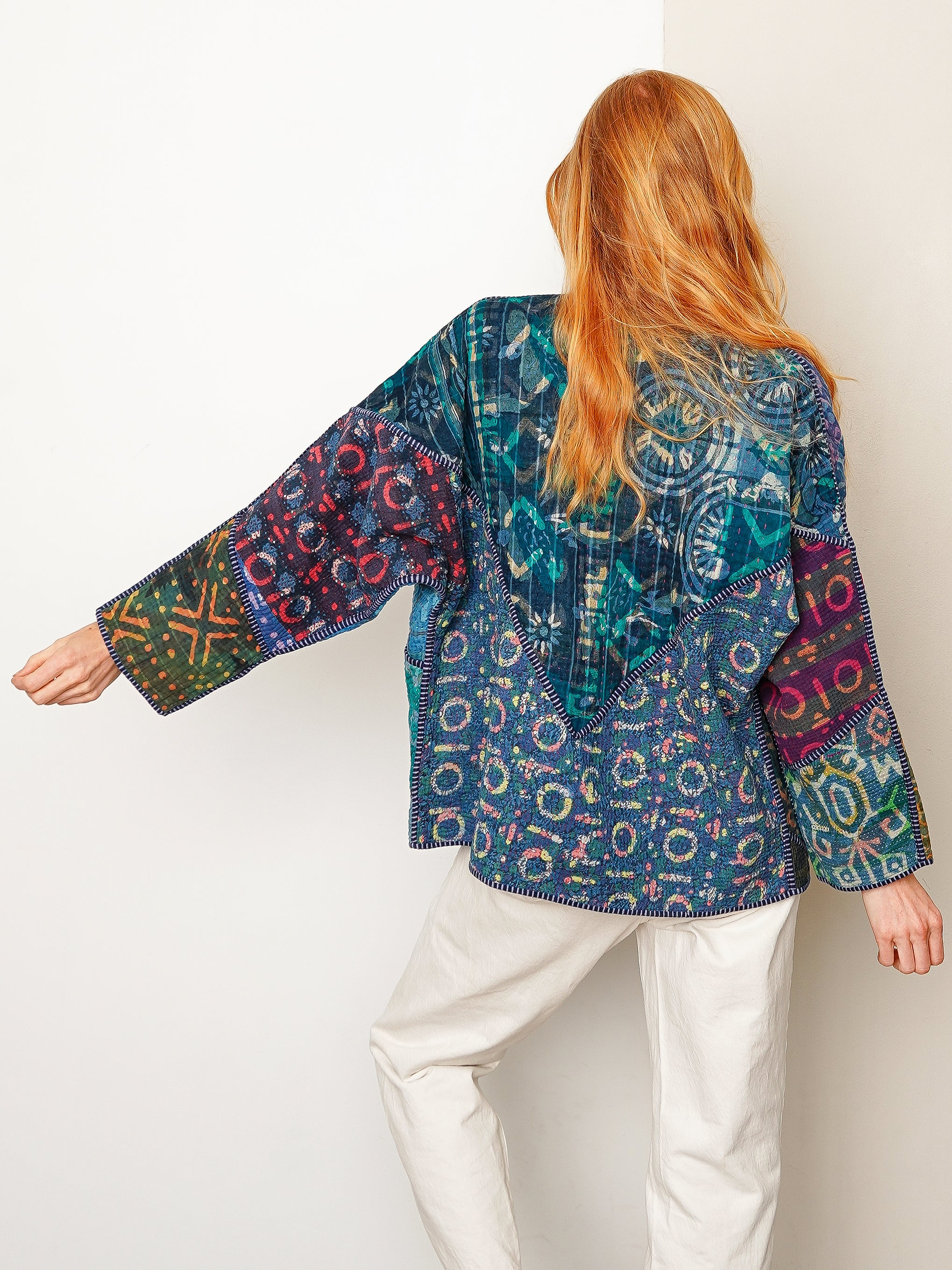 The Ladhiya Quilted Indigo Kantha Jacket