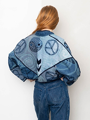 The Kaira Cropped Denim Suzani Jacket - Medium