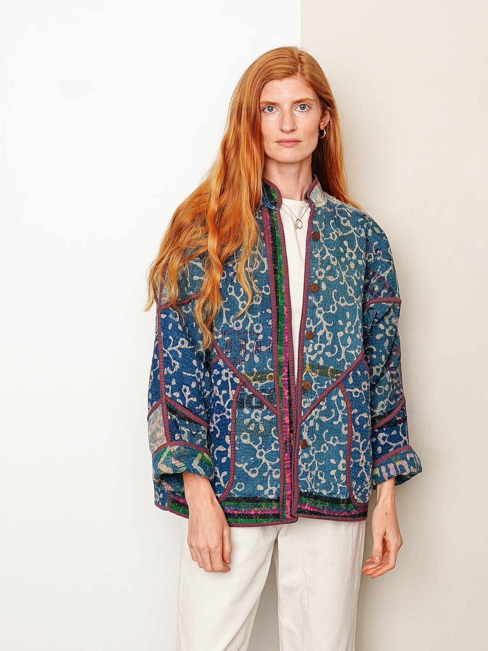 The Ladhiya Quilted Indigo Kantha Jacket