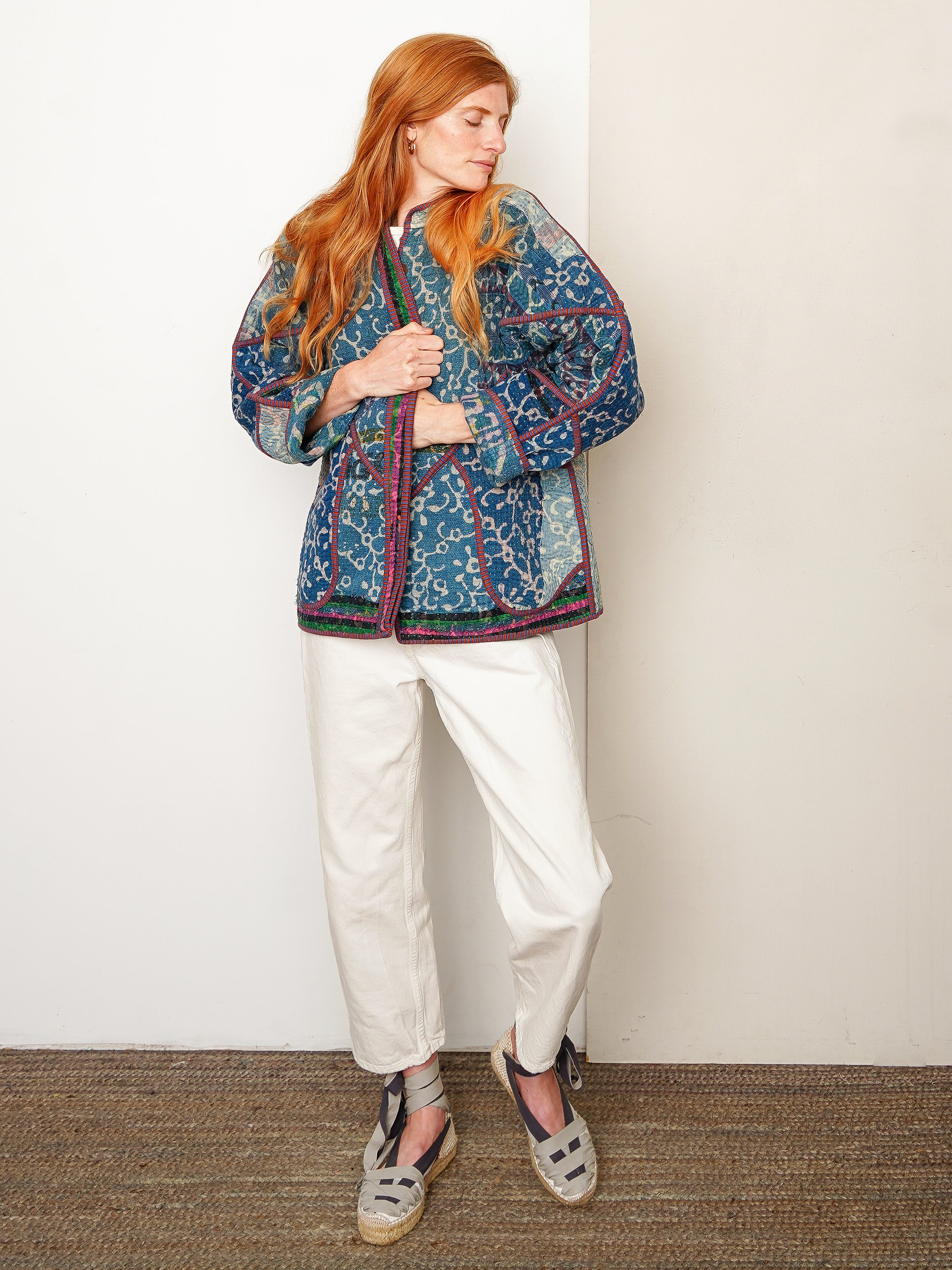 The Ladhiya Quilted Indigo Kantha Jacket