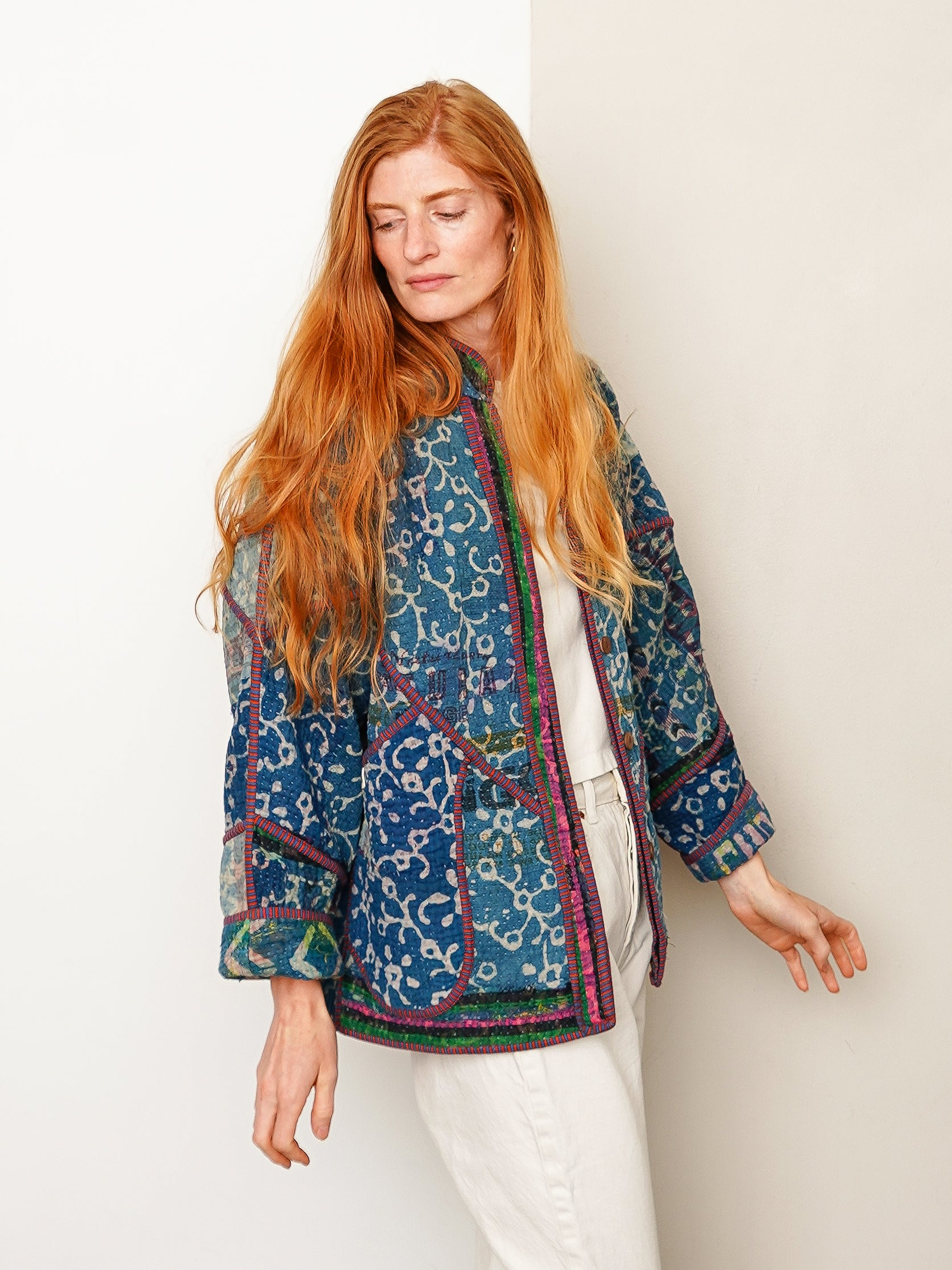 The Ladhiya Quilted Indigo Kantha Jacket