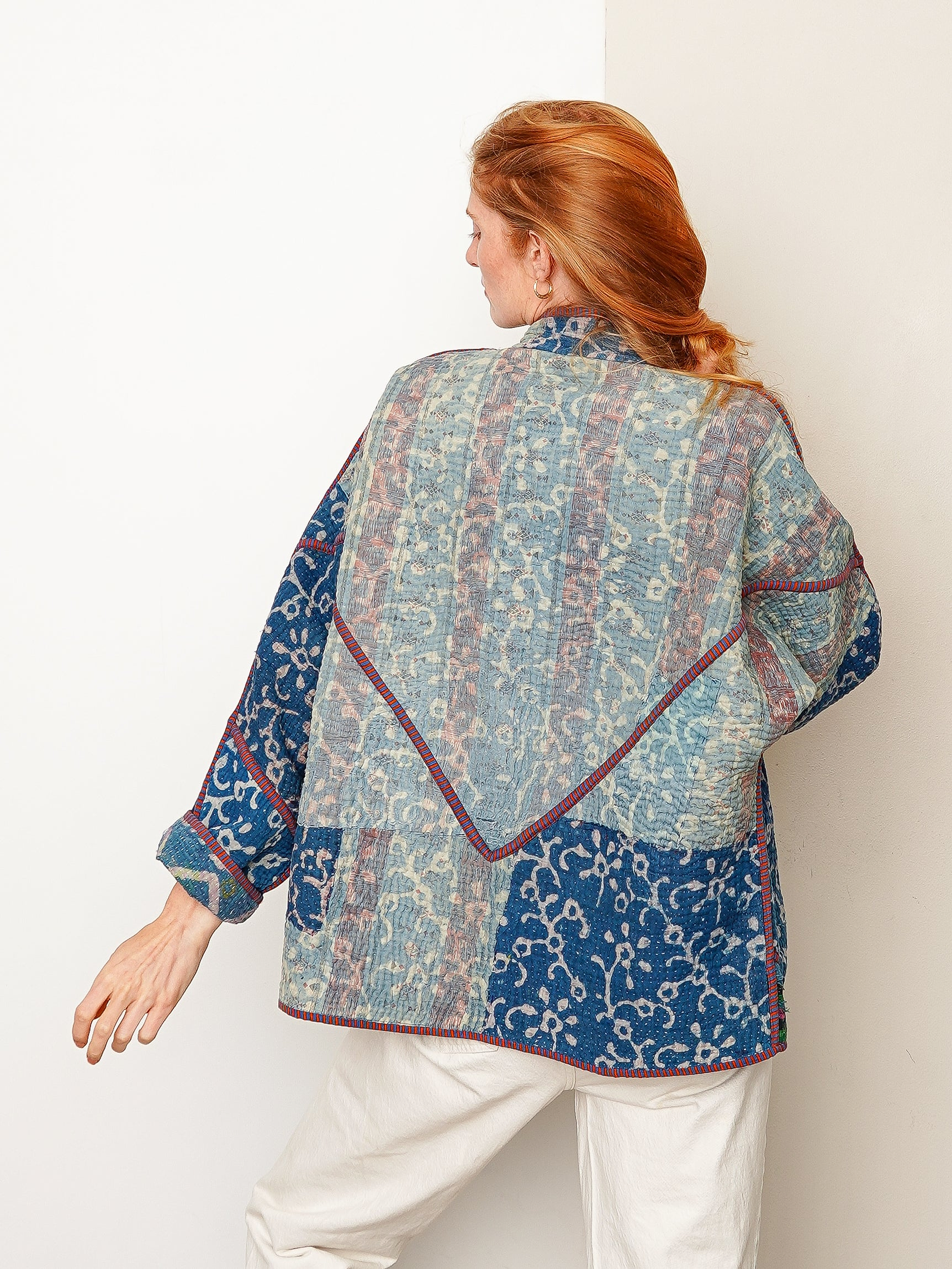 The Ladhiya Quilted Indigo Kantha Jacket