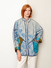 The Ishani Quilted Indigo Kantha Jacket