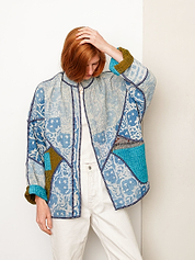 The Ishani Quilted Indigo Kantha Jacket
