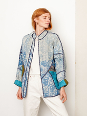 The Ishani Quilted Indigo Kantha Jacket
