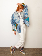 The Ishani Quilted Indigo Kantha Jacket