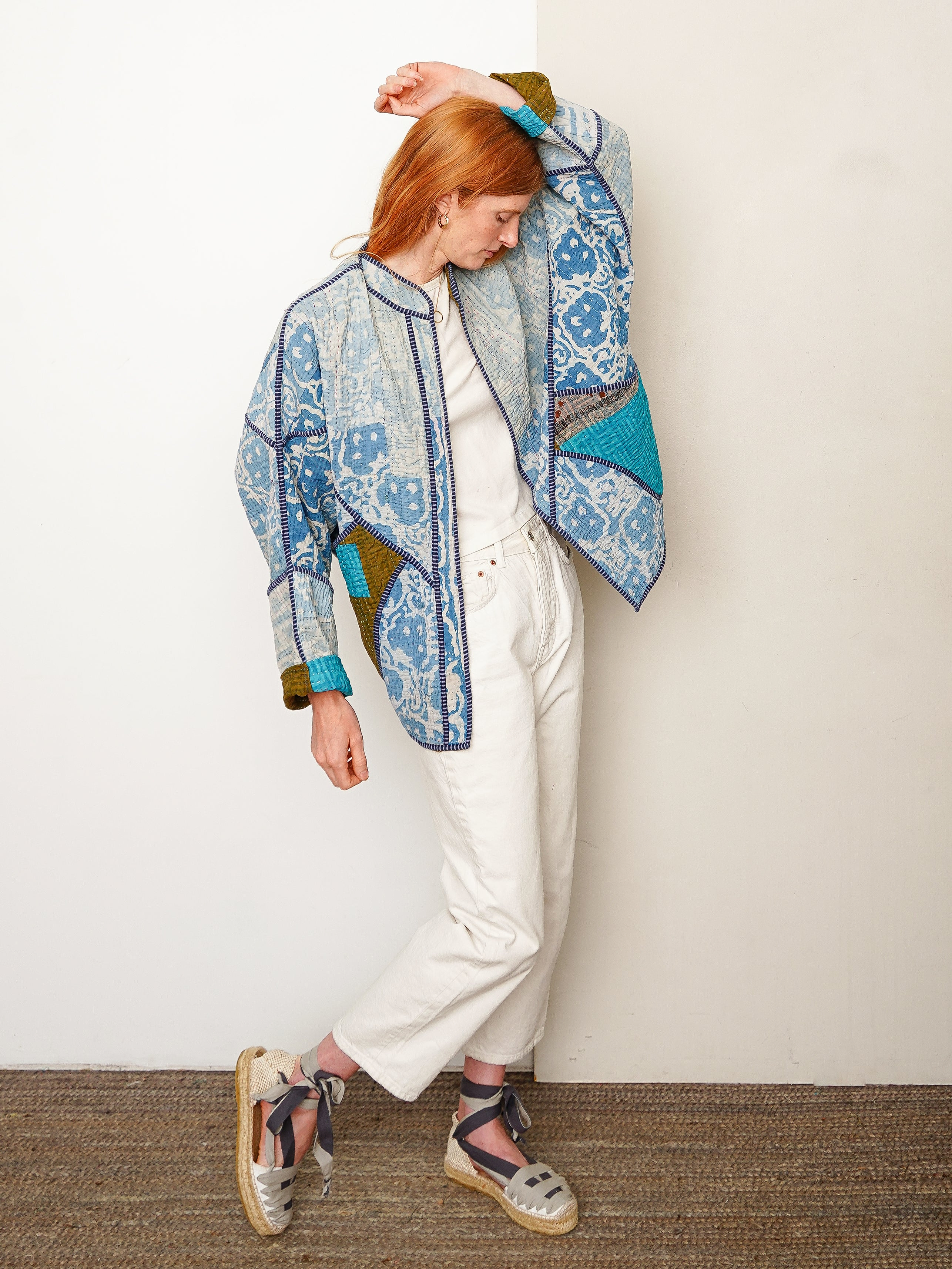 The Ishani Quilted Indigo Kantha Jacket