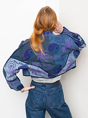 The Kaira Cropped Denim Suzani Jacket - Medium