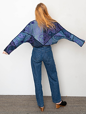 The Kaira Cropped Denim Suzani Jacket - Medium