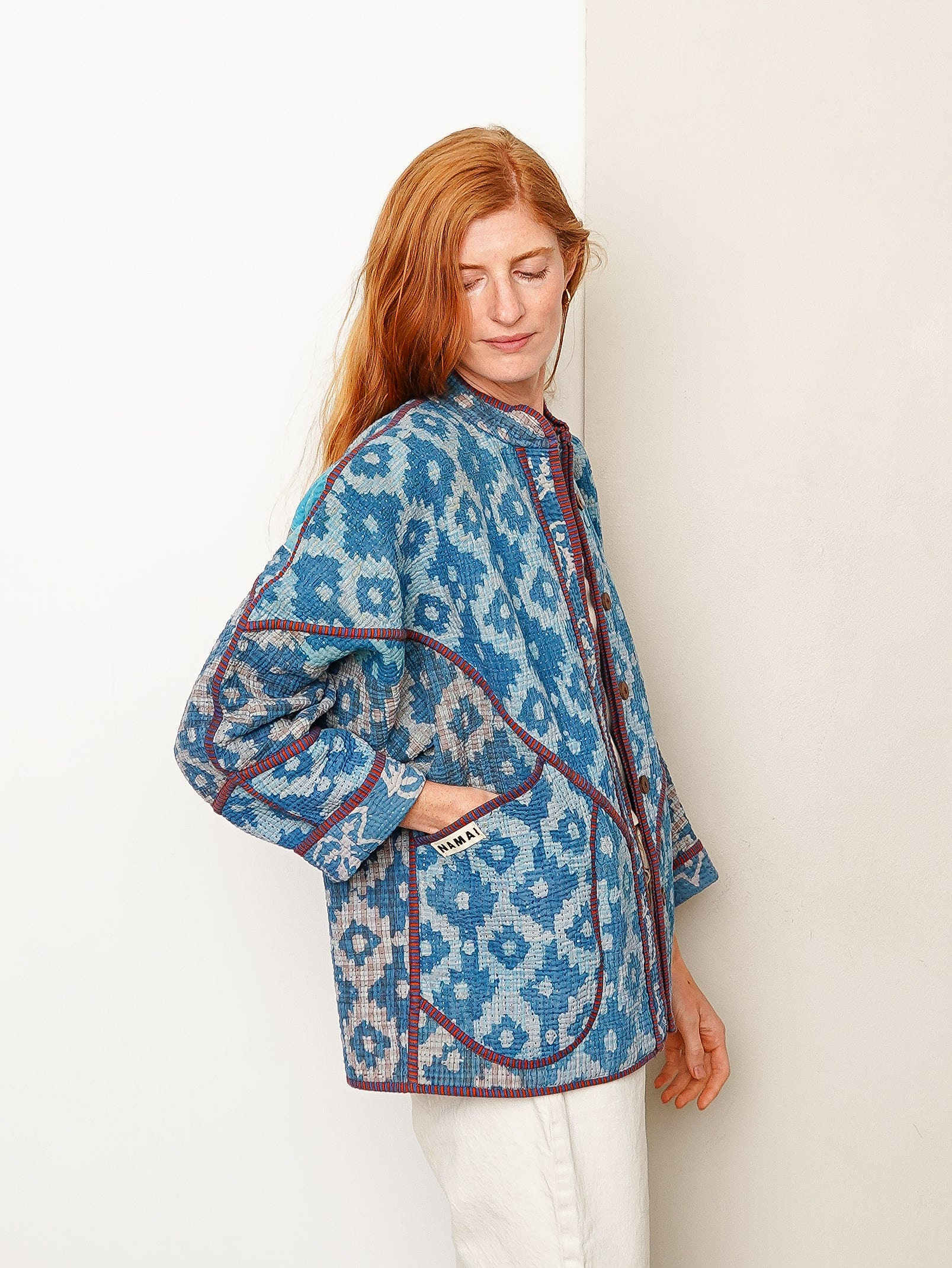 The Ladhiya Quilted Indigo Kantha Jacket