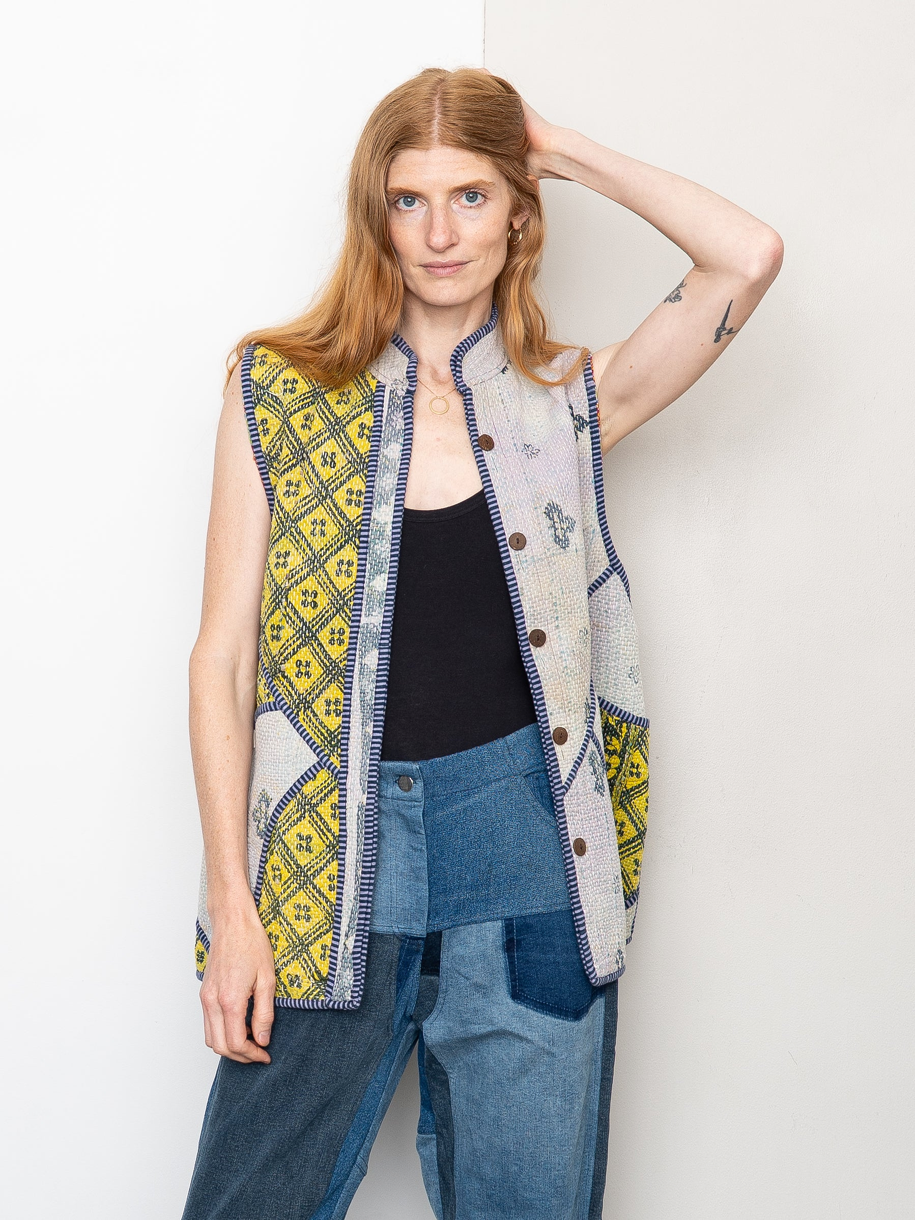 The Ladhiya Quilted Patchwork Kantha Vest