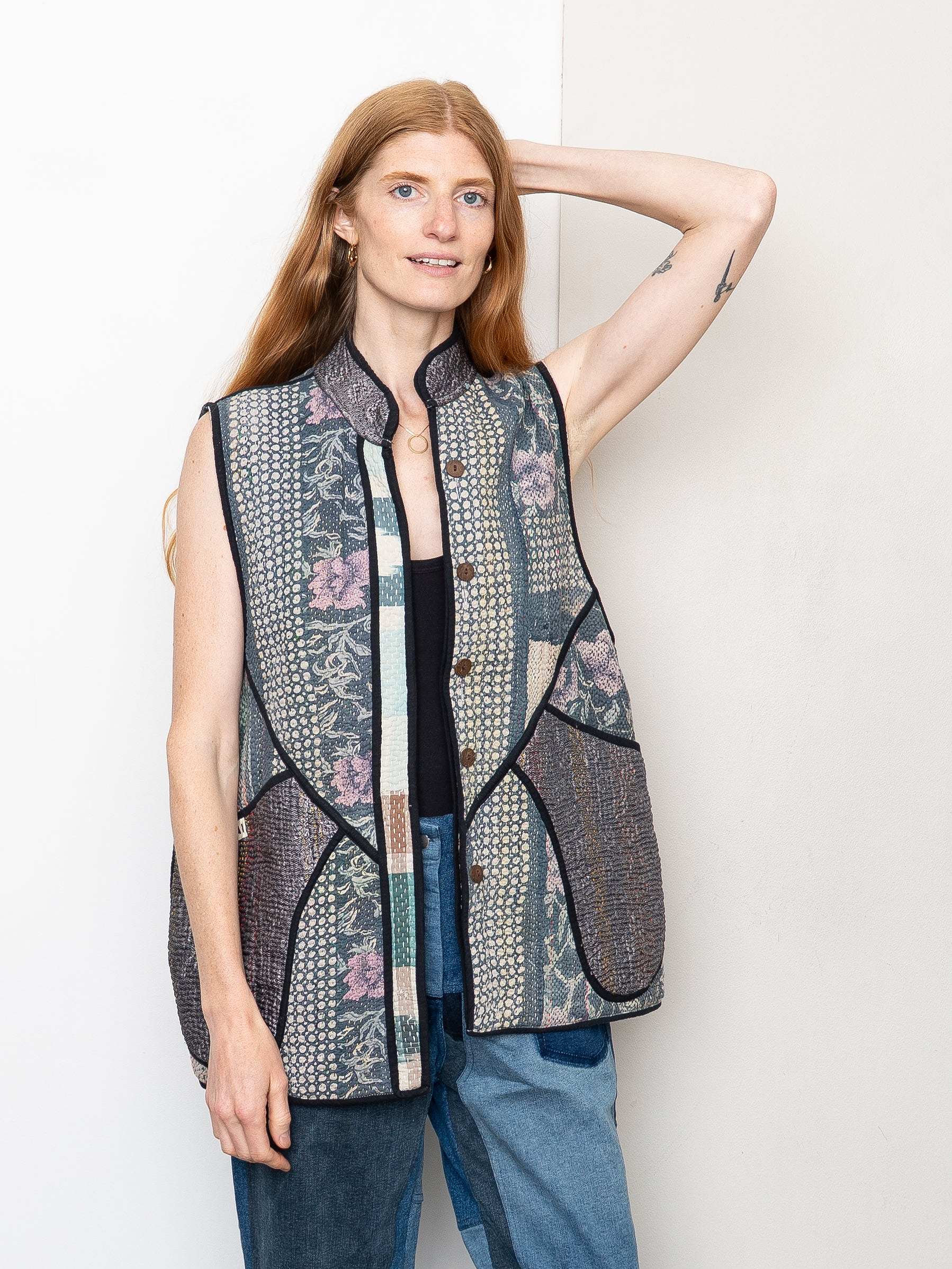 The Ladhiya Quilted Patchwork Kantha Vest