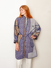 The Sai Quilted Indigo Kantha Coat