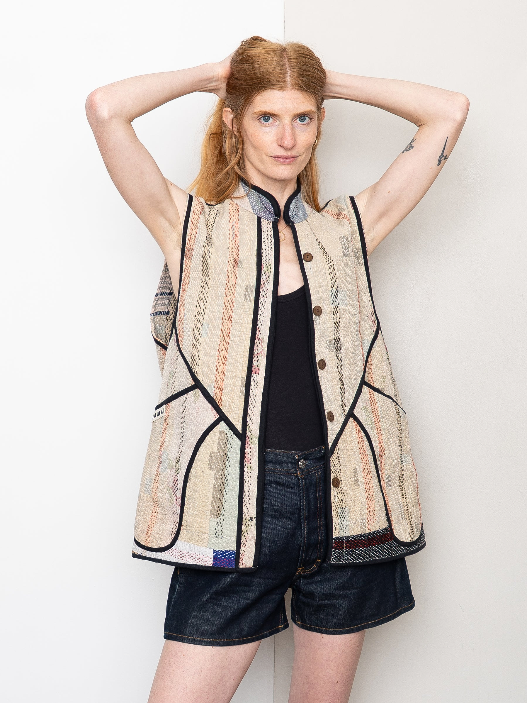 The Ladhiya Quilted Patchwork Kantha Vest