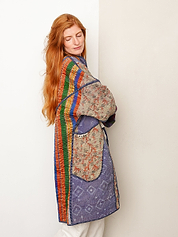 The Sai Quilted Indigo Kantha Coat
