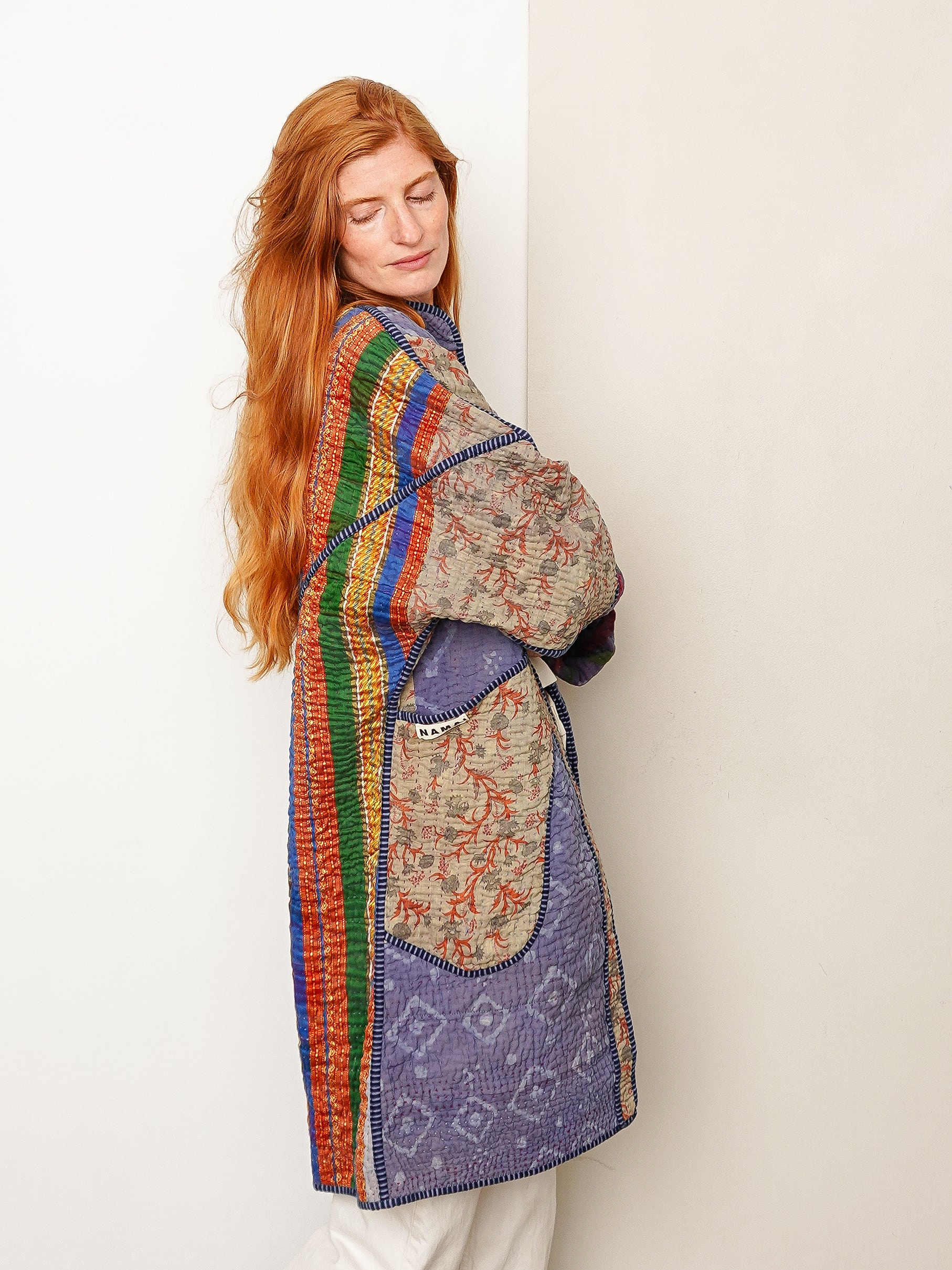 The Sai Quilted Indigo Kantha Coat