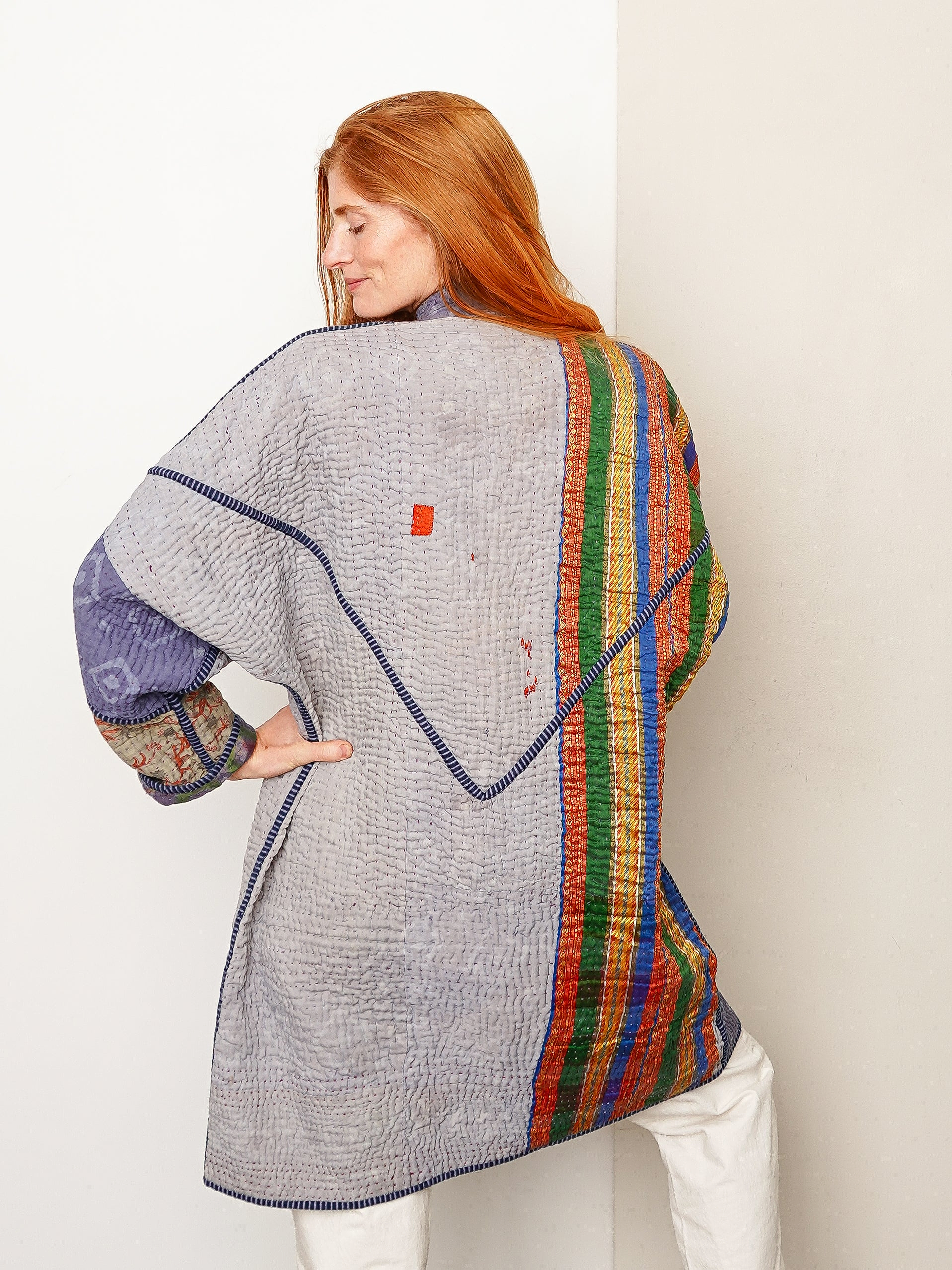 The Sai Quilted Indigo Kantha Coat
