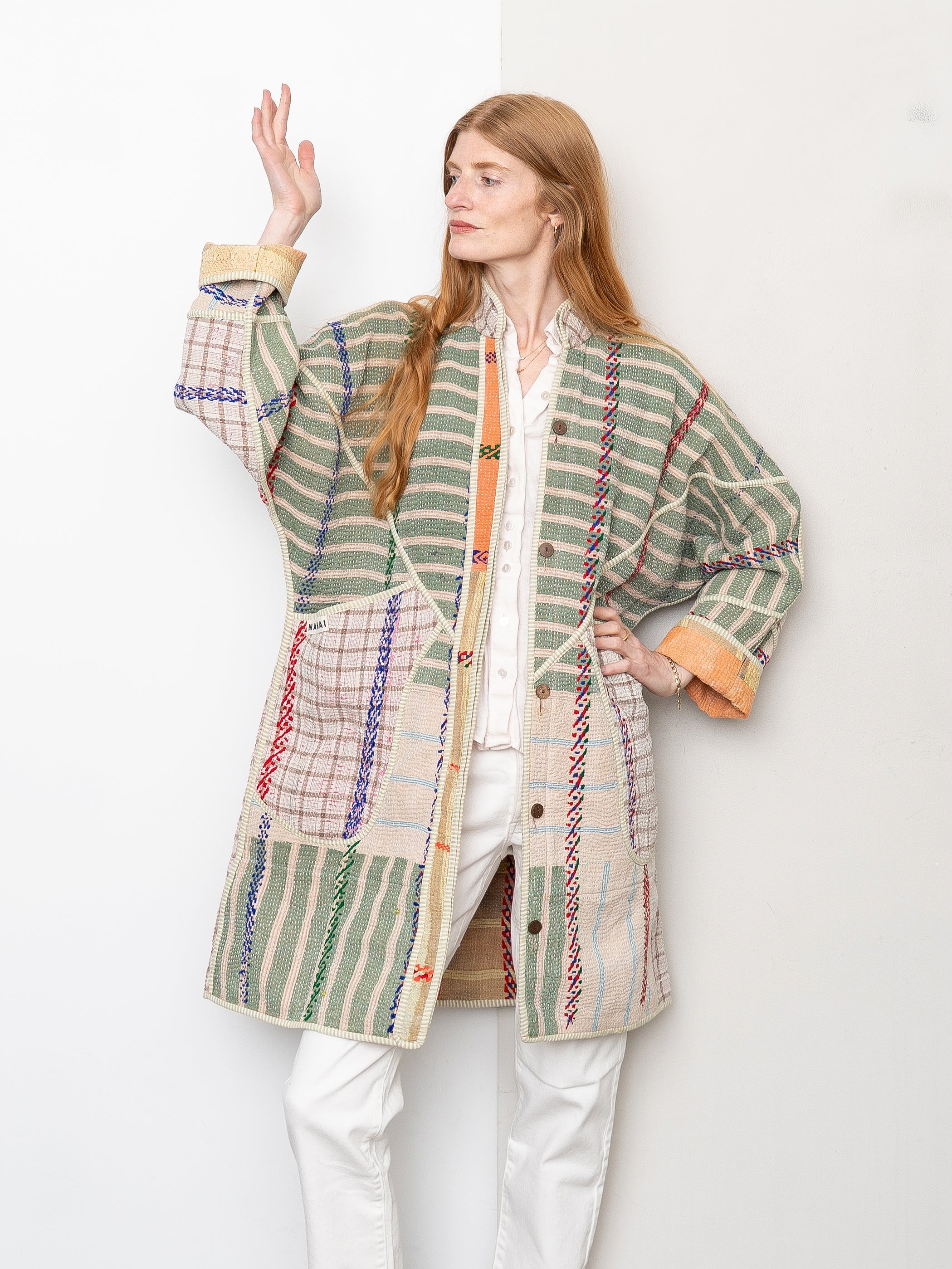 The Sai Quilted Patchwork Kantha Coat