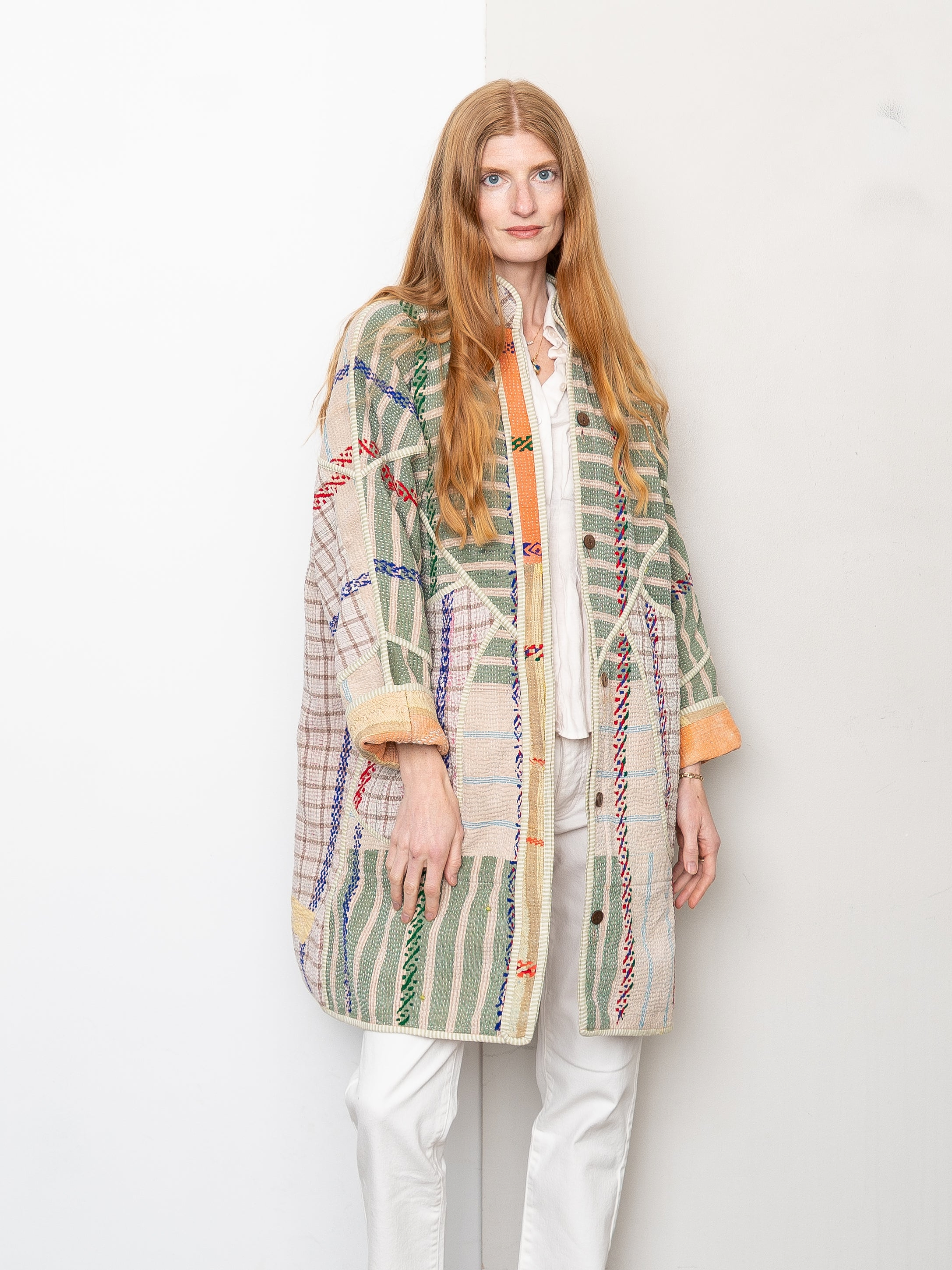 The Sai Quilted Patchwork Kantha Coat