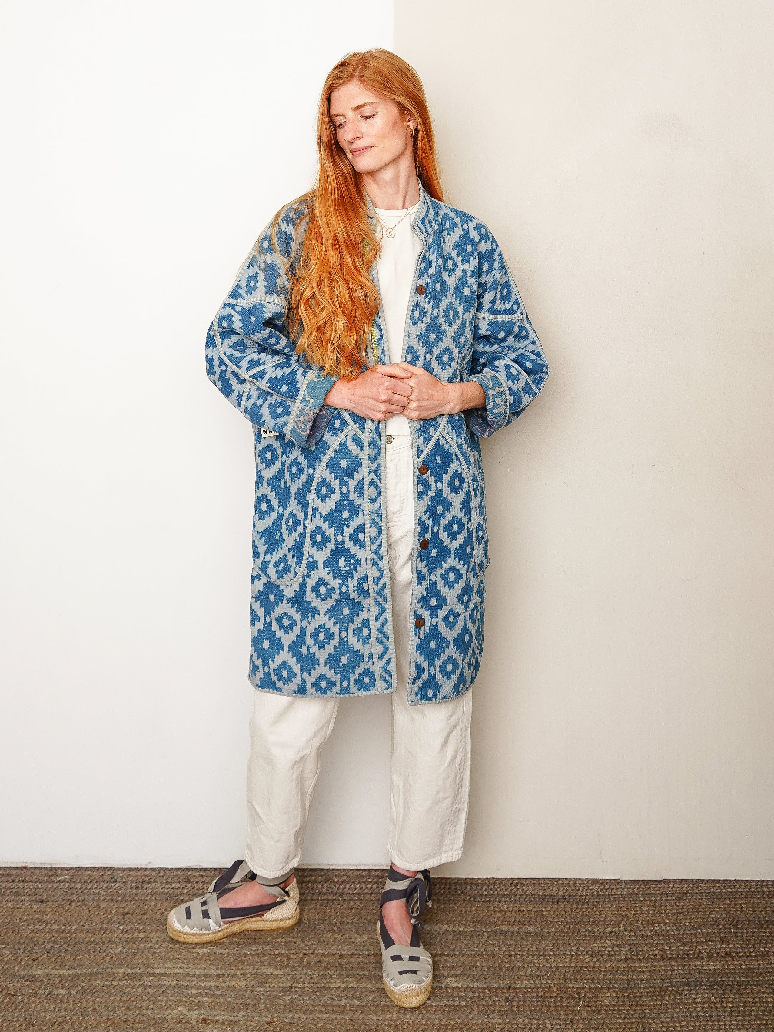The Sai Quilted Indigo Kantha Coat