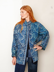 The Ishani Quilted Indigo Kantha Jacket