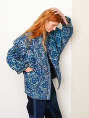 The Ishani Quilted Indigo Kantha Jacket