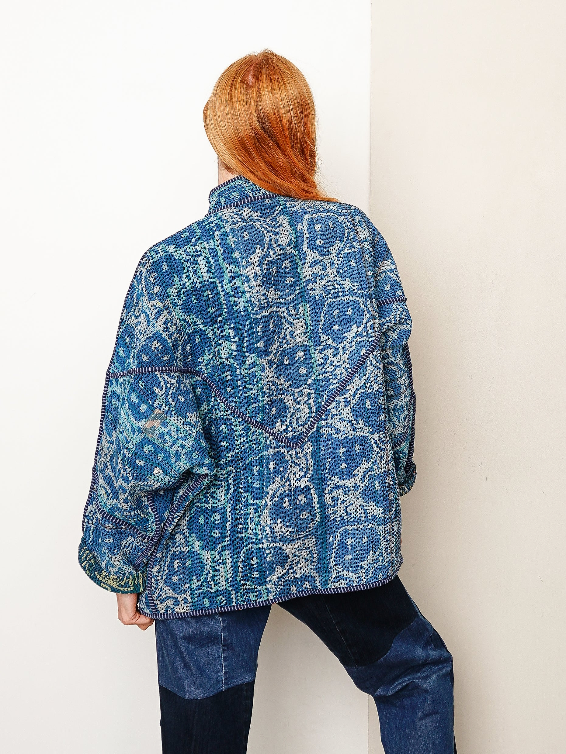 The Ishani Quilted Indigo Kantha Jacket