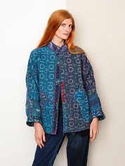 The Ishani Quilted Indigo Kantha Jacket