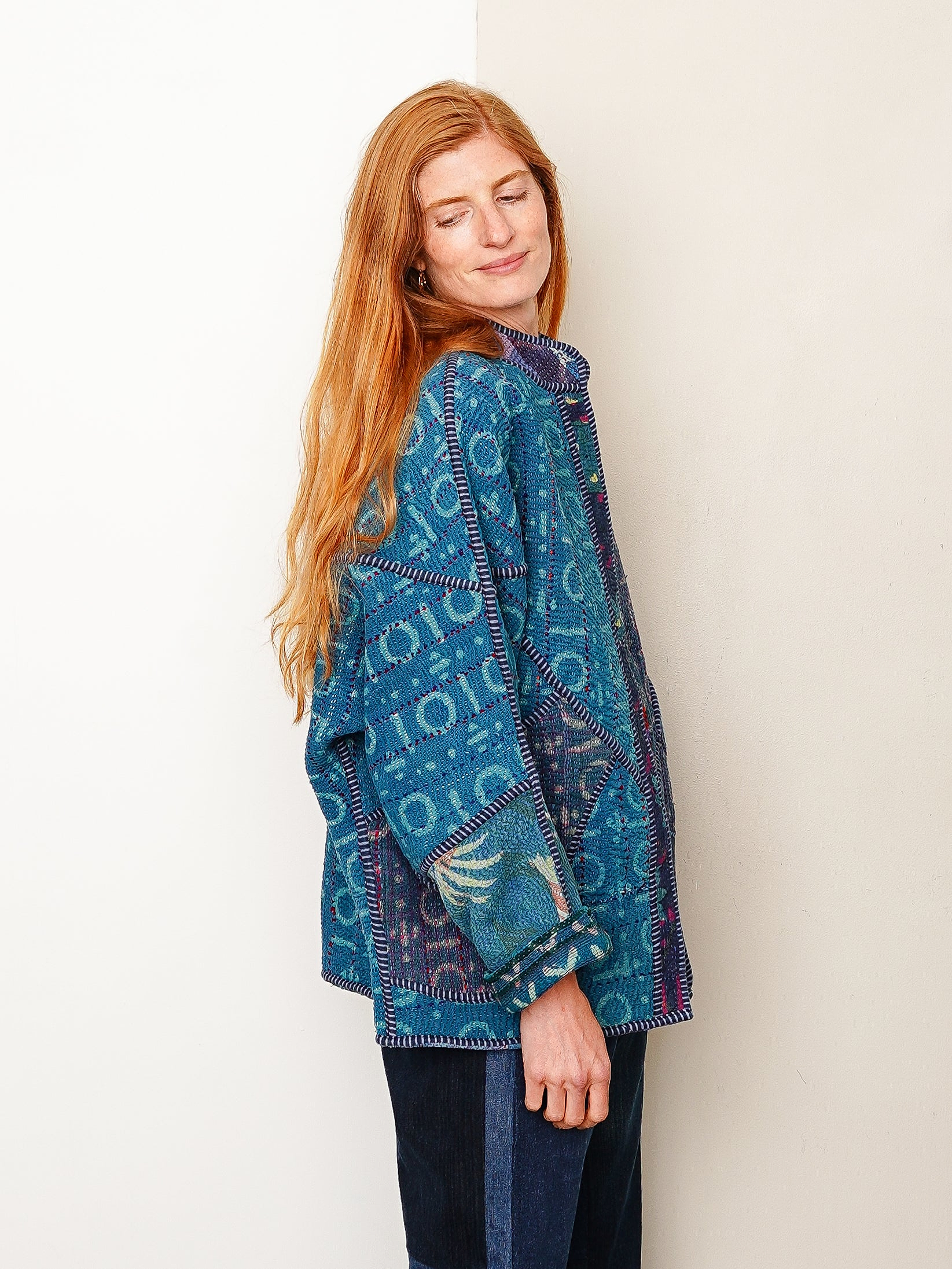 The Ishani Quilted Indigo Kantha Jacket