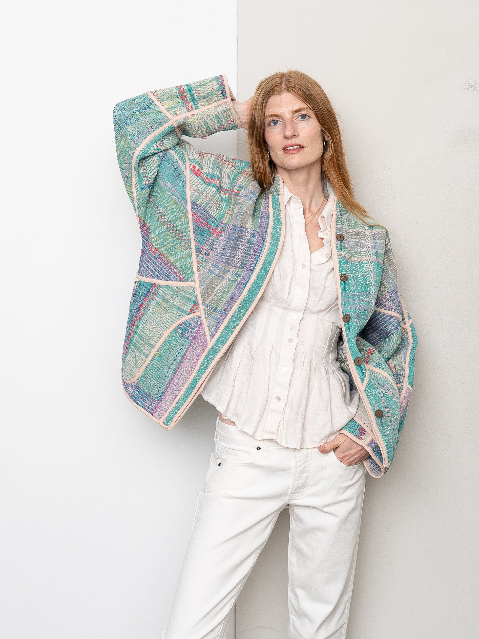 The Ladhiya Quilted Patchwork Kantha Jacket