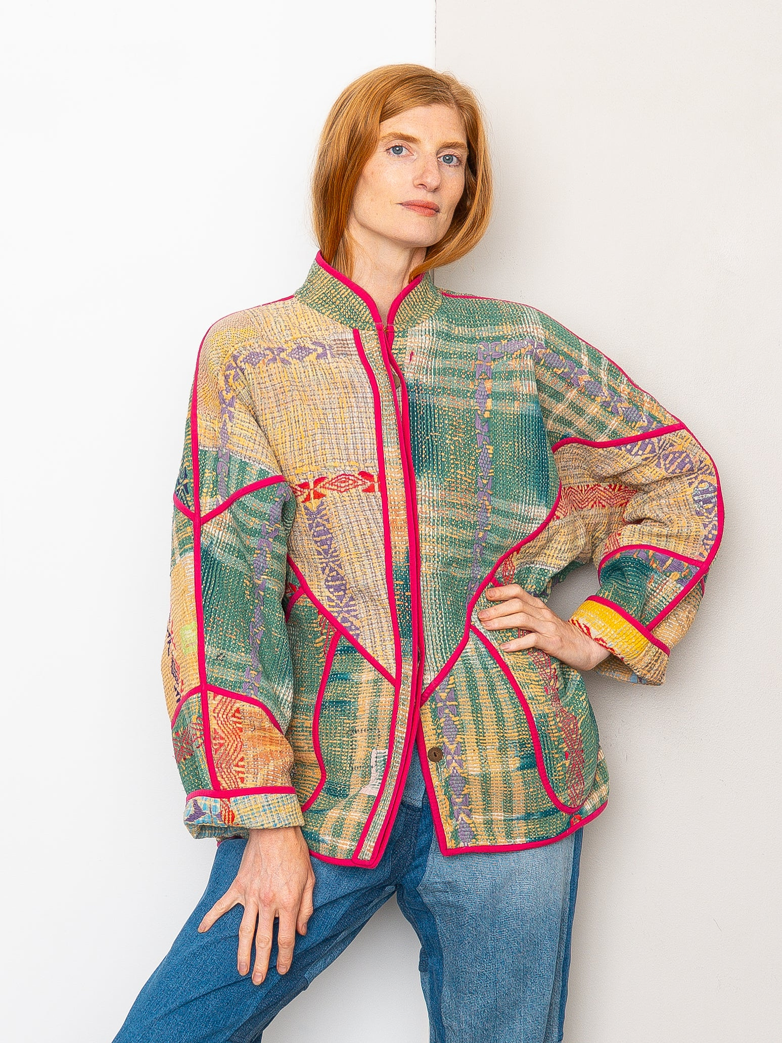 The Ladhiya Quilted Patchwork Kantha Jacket