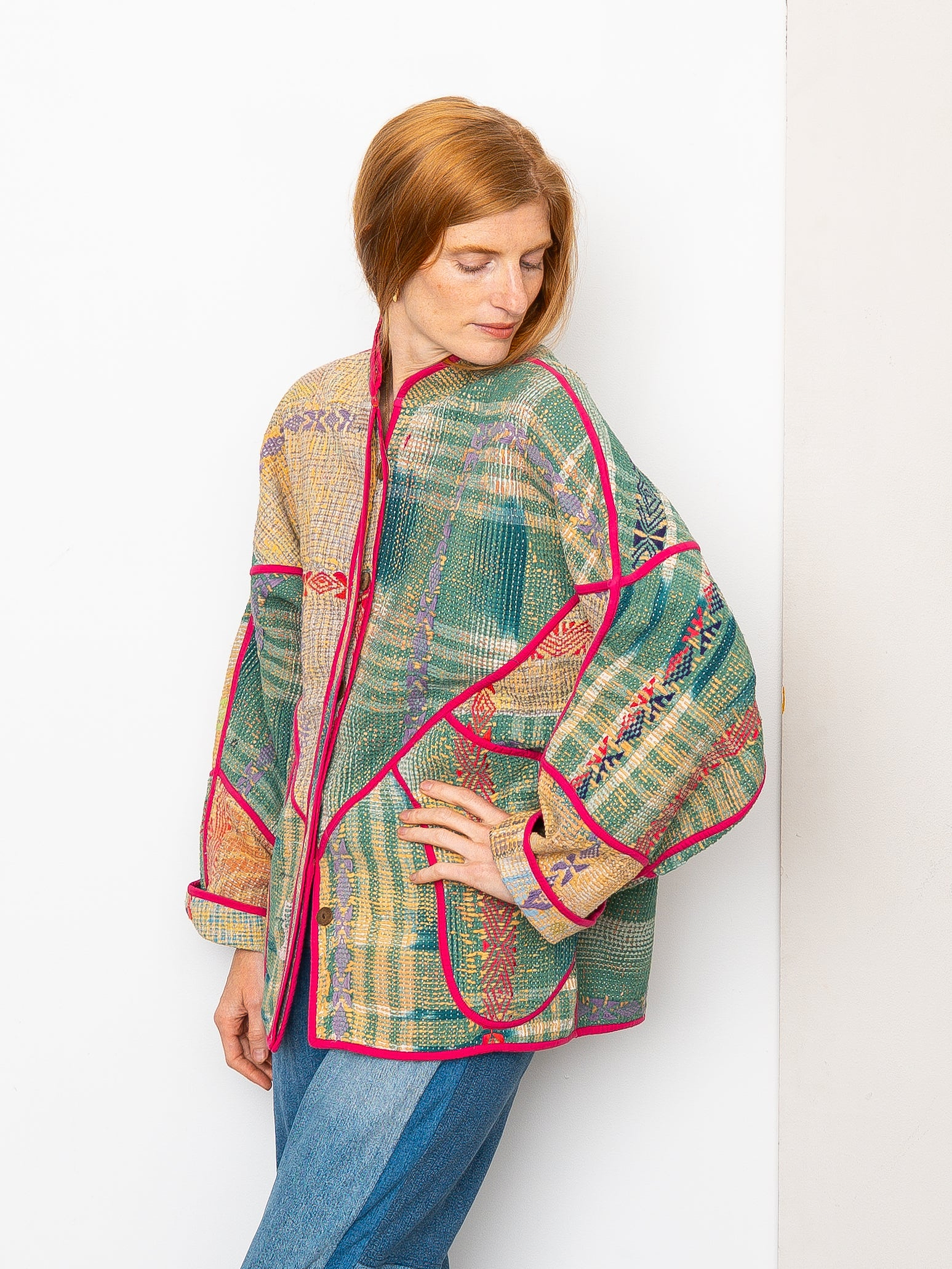 The Ladhiya Quilted Patchwork Kantha Jacket